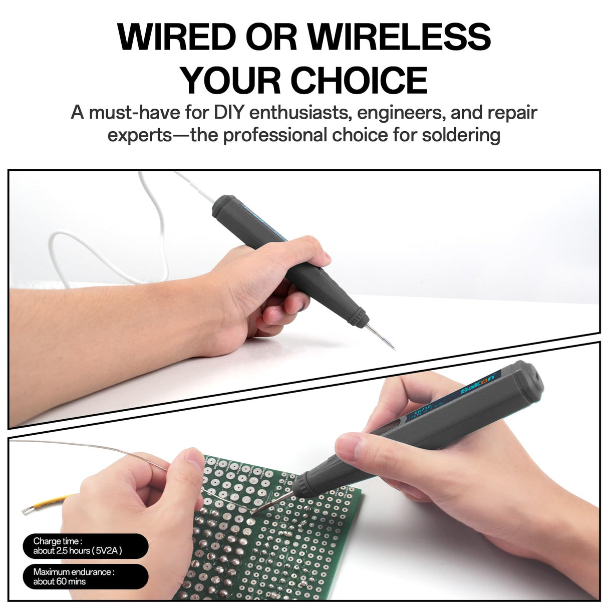 BK210 Soldering Iron Kit, 3200mAh Wireless Electric Soldering Iron Pen with Precision Soldering Tip (C210), LED Digital Display,Auto-Hibernation, for Precision Repair of Electronic Products (BK210) BAKON