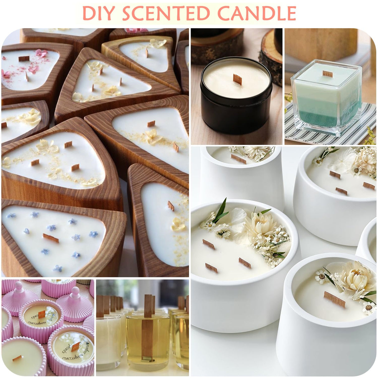 Wood Wicks for Candles Making,50pcs Wooden Candle Wicks,50pcs Wick Stickers,for Soy Wax, Beeswax, Coconut Wax - DIY Candle Making Supplies for Beginners & Professionals Blingfun