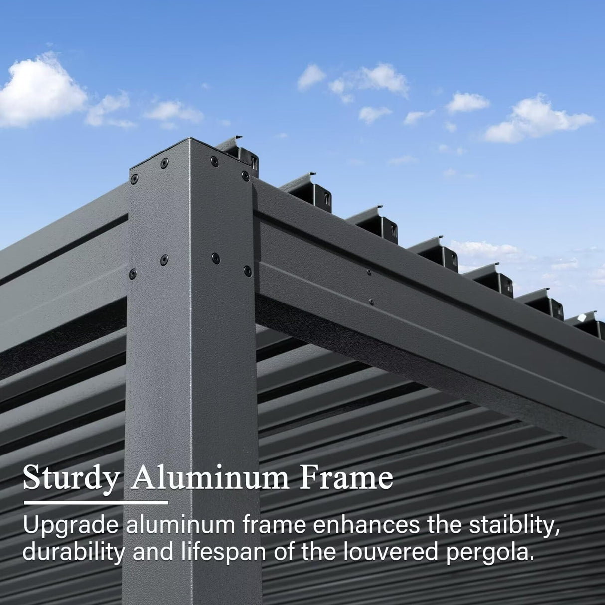 Domi Outdoor Louvered Pergola 10x20FT with Adjustable Steel Roof, Outdoor Aluminum Frame Rainproof Pergola for Backyard, Garden and Lawn,Dark Gray domi outdoor living