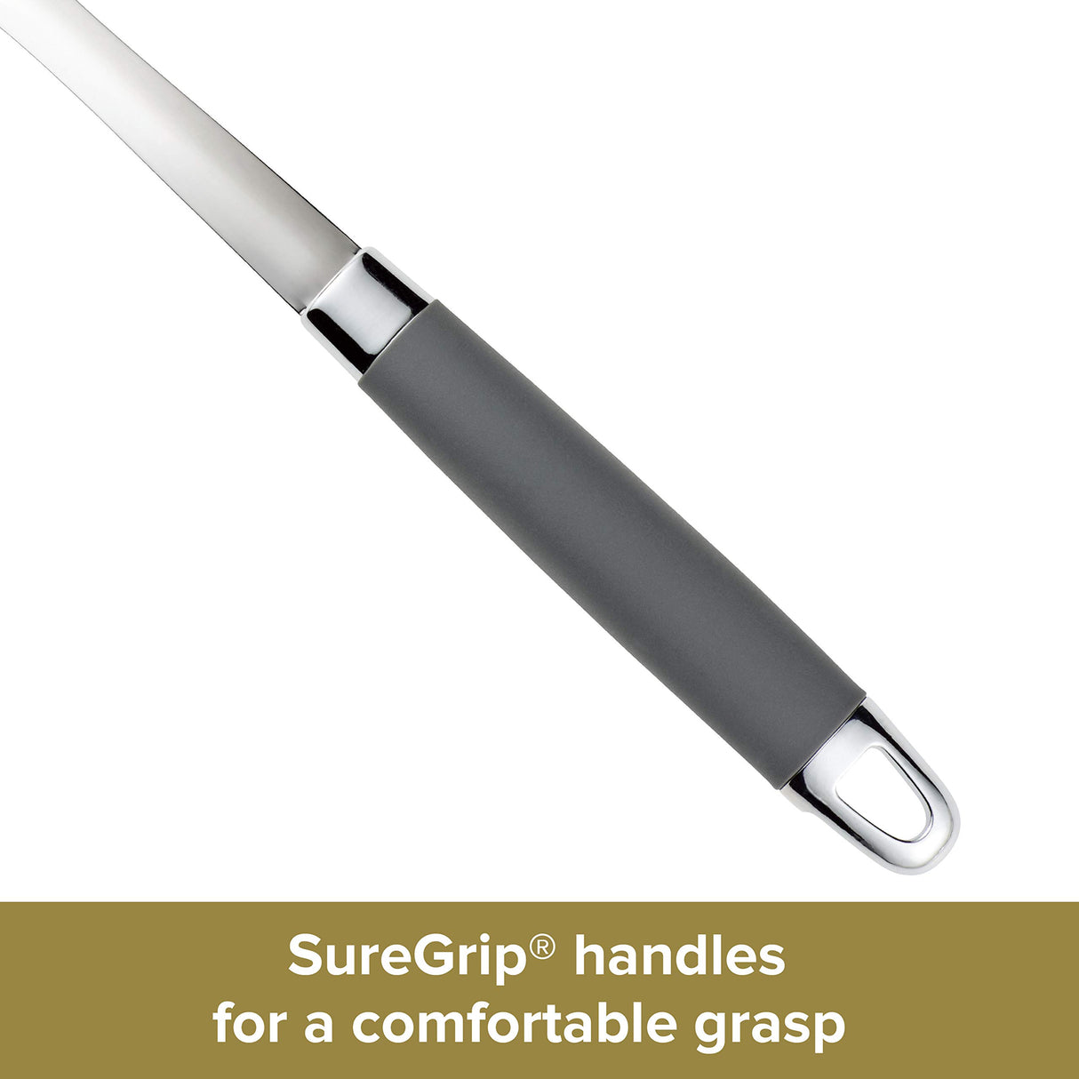 Anolon SureGrip Stainless Steel Meat Fork/Kitchen Tool, 13.25 Inch, Gray,46288 Anolon