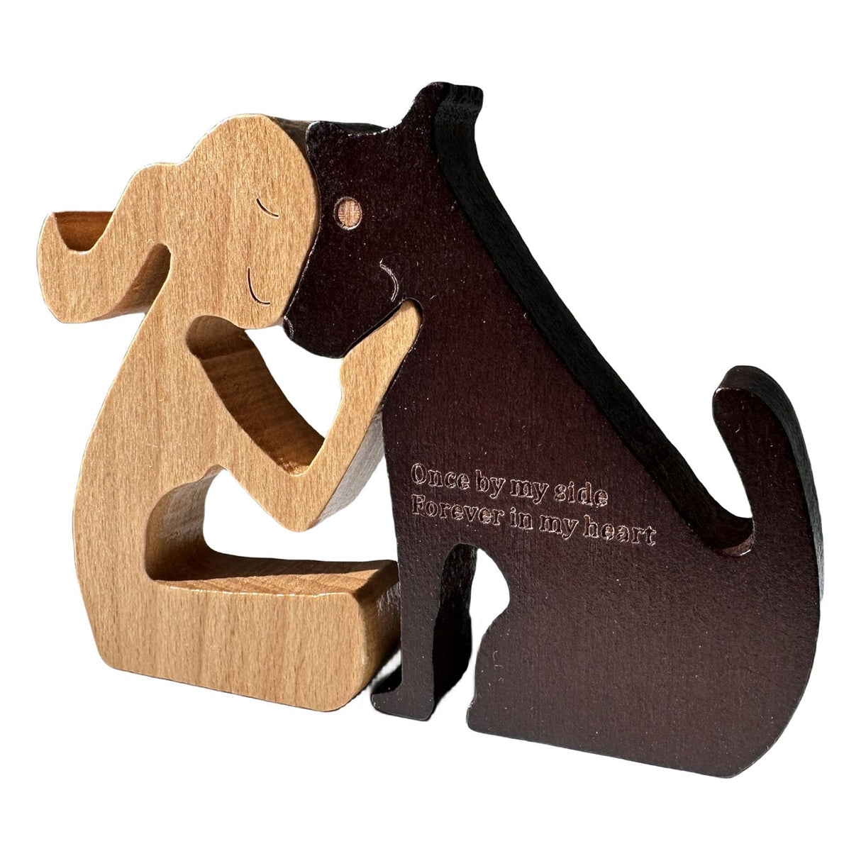 Bantlou Handmade Wooden Statue - Personalized Wooden Pet Carvings - Cute House Decor, People and Dog Statue, Shelf Decor Accents - Customizable Text, Home Decor Gifts for Family - Natural Wood(02) Bantlou