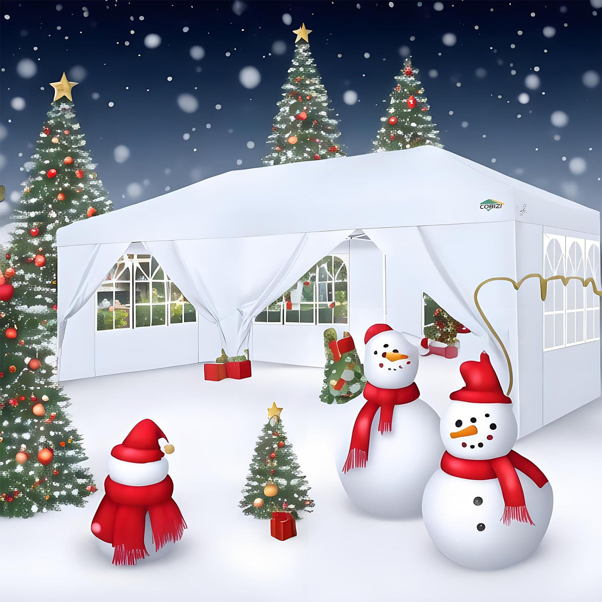 COBIZI 10x20 Pop Up Canopy Tent with Sidewalls, Commercial Ez Up Canopy, 3 Adjustable Heights, Waterproof and UV Protection 50+, Outdoor Gazebo Pop up Tent for Parties & Patio with 4 Sandbags COBIZI