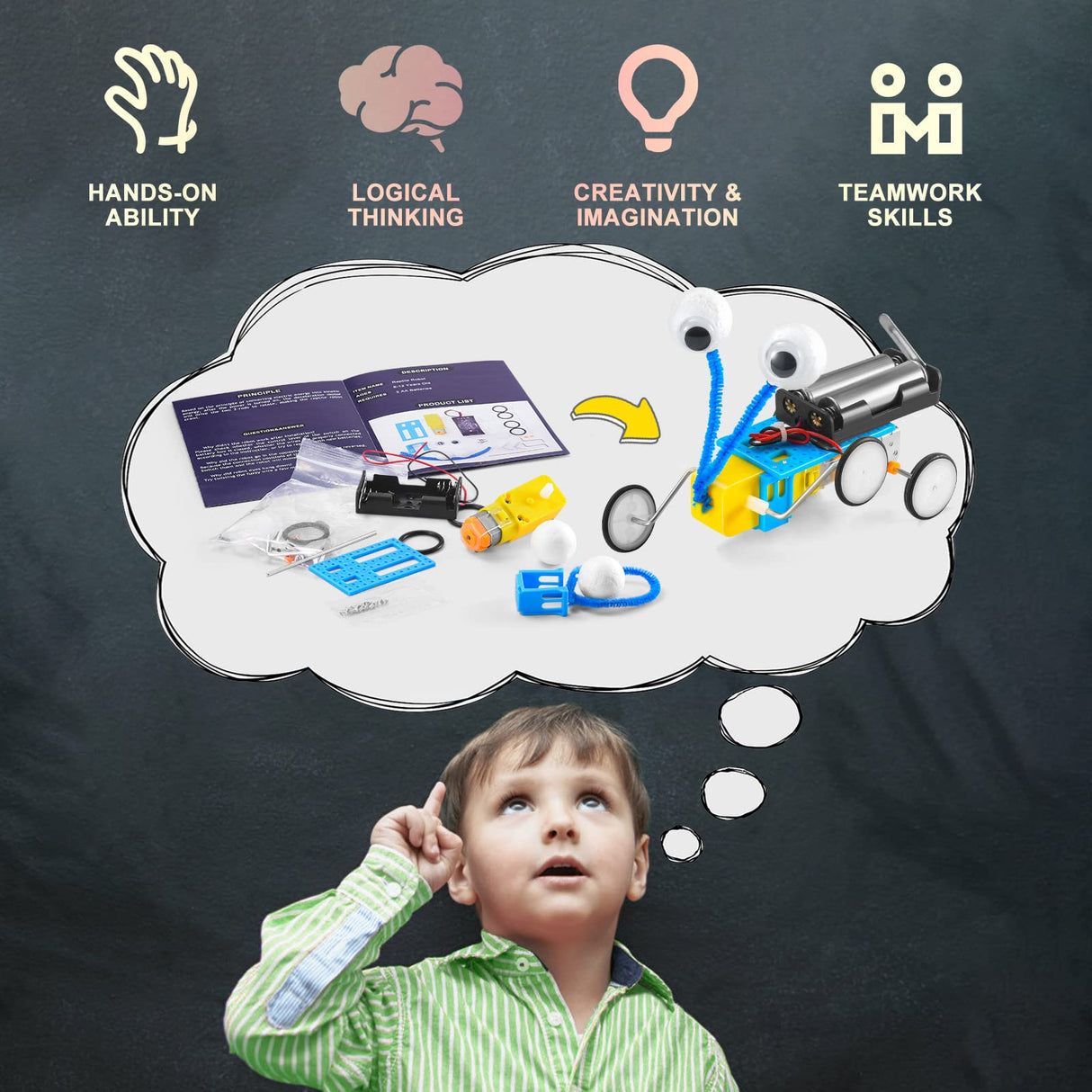 Build a Robot Building Kit for Kids 5-7 8-12, Coding STEM Robotics for Kids 8-12, Electronic Robotic Projects Science Experiments, Girls Engineering Kit Activities DIY Coding Robots 6 7 8 + Year Old WESAYEE