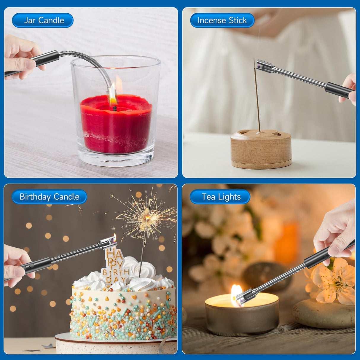 Flame bird 2 Pack Electric Candle Lighter Flameless Arc Windproof Flexible Long Neck USB Rechargeable Lighter for BBQ Grill Fireworks Camping. Flame bird