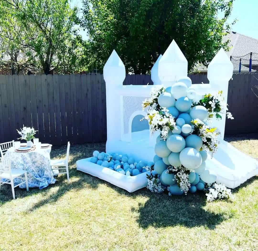 POYOUNGHU White Bounce House, House with Blower, Inflatable Bouncer, Children's Toy, Sewn Extra Thick Material for Durability POYOUNGHU