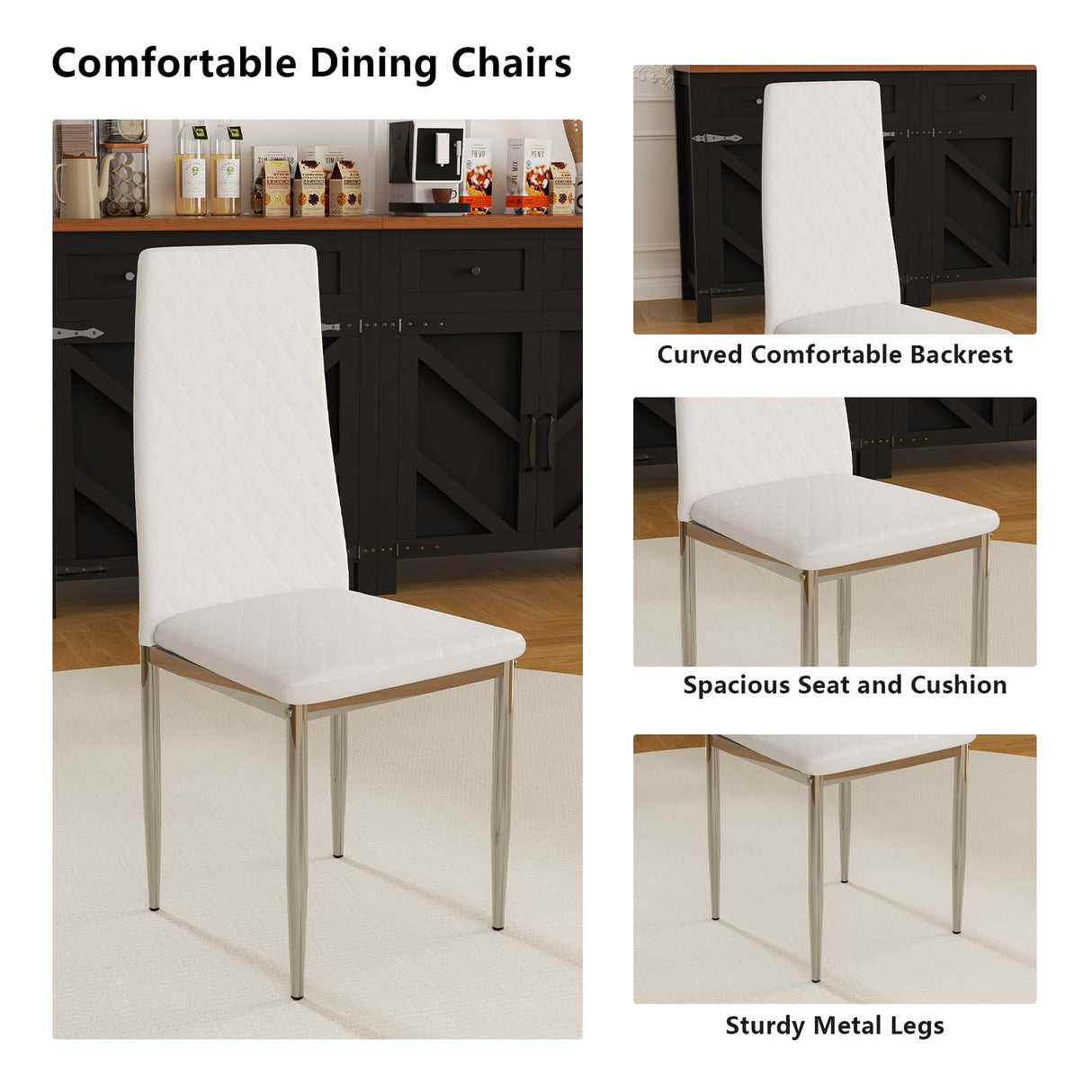 QJZLXKYT Round Dining Table Set for 4, Modern Glass Dining Room Table with Chairs, 5 Piece Kitchen Table and Chairs Set, for Living Room, Small Space (Include 4 White Chairs) QJZLXKYT