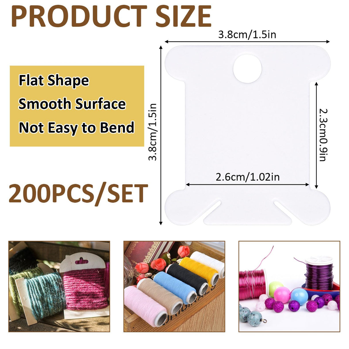 200 PCS Embroidery Floss Bobbins, Plastic Embroidery Floss Organizer, White Sewing Machine Bobbin for Cross Stitch, Thread Holder Sewing Storage for Sewing Thread, Needlework Supplies Okxiri