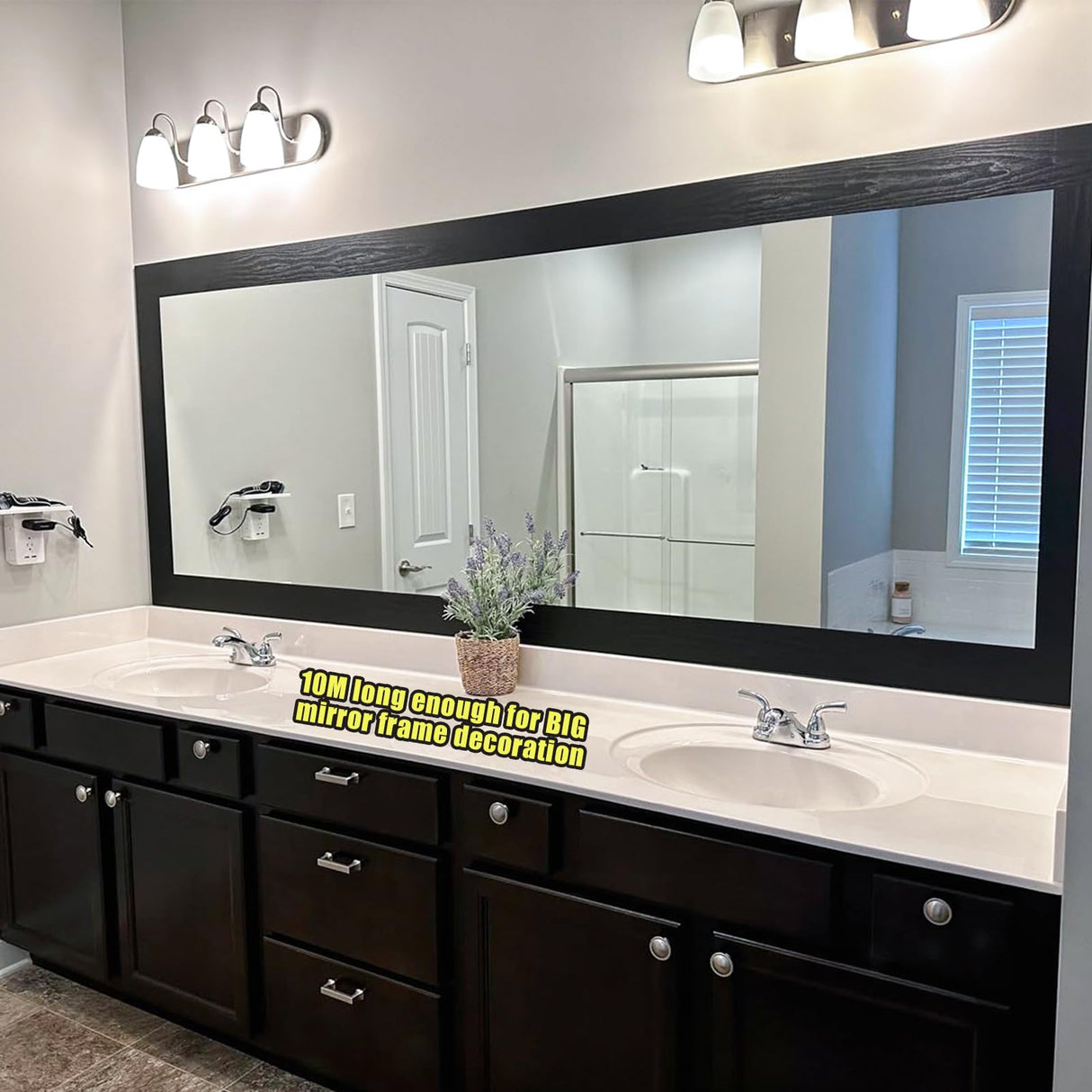 10M Black Wood Grain Removable PVC Waterproof Border Wall Decor Removable Self Adhesive Kitchen Bathroom Tiles Sticker Wallpaper 4.2x390 Teemall