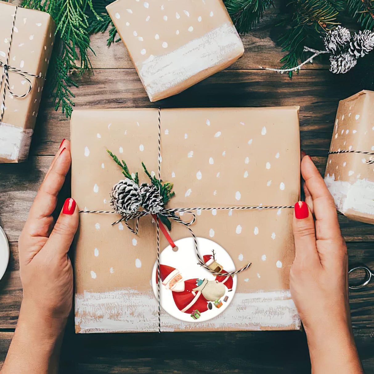 3.15" Sublimation Ornament Blanks, 20 Pieces Round Blank Sublimation Ornaments Personalized Christmas Ornament Blanks for Christmas Tree Decor HooAMI