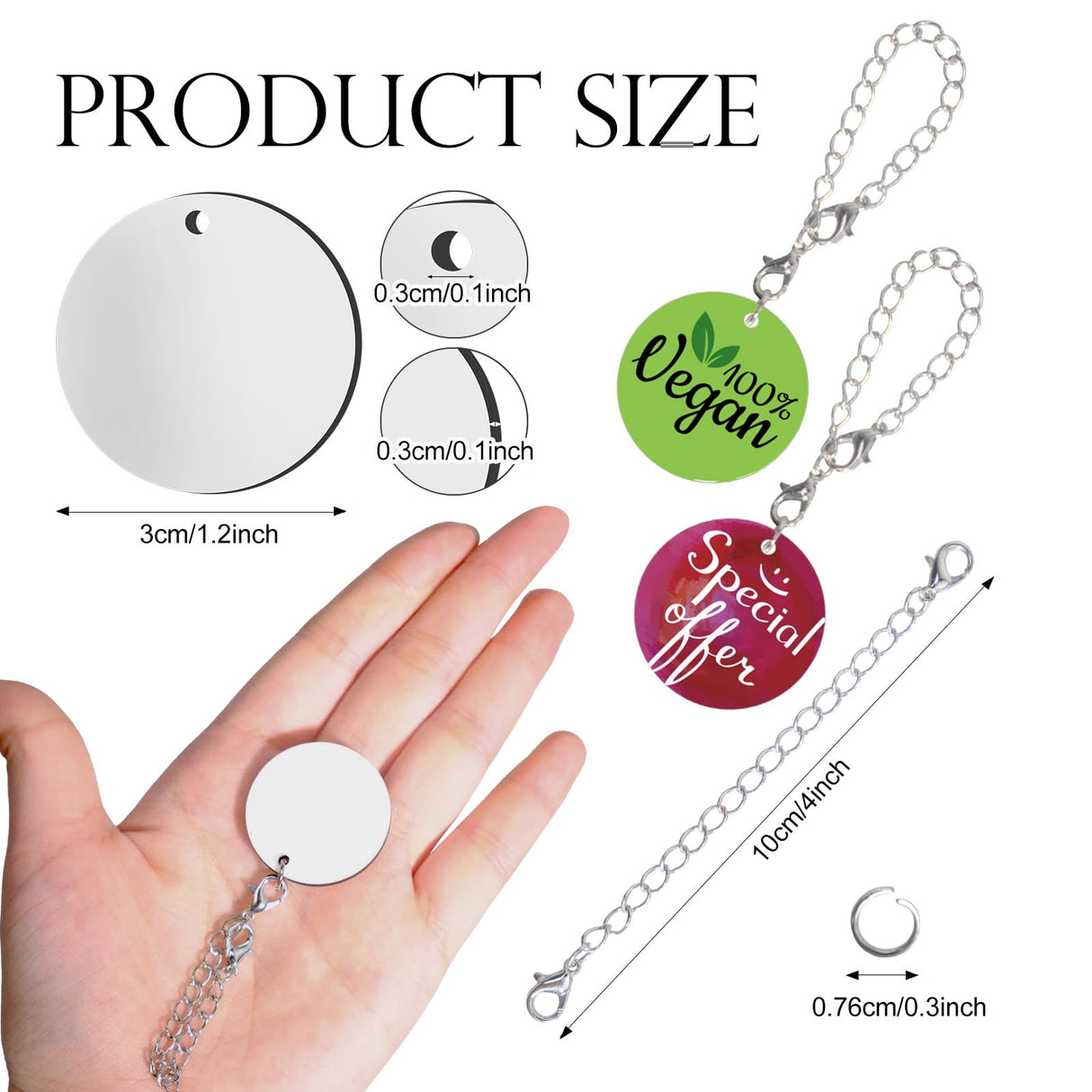 25 Sets Sublimation Charm Accessories for Cup Name ID Cup Charms for Tumbler Bulk MDF Sublimation Blanks with Chains Jump Rings for DIY Crafts Gift Olutacot