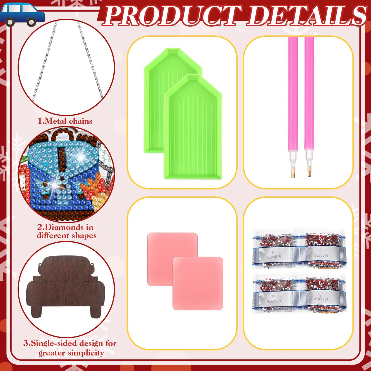 Burbell 21 Pcs Interchangeable Diamond Painting Welcome Sign for Front Door Diamond Painting Truck Decor Interchangeable Seasonal Welcome Sign for DIY Art Kit Wall Window Door Farmhouse(Red) Burbell