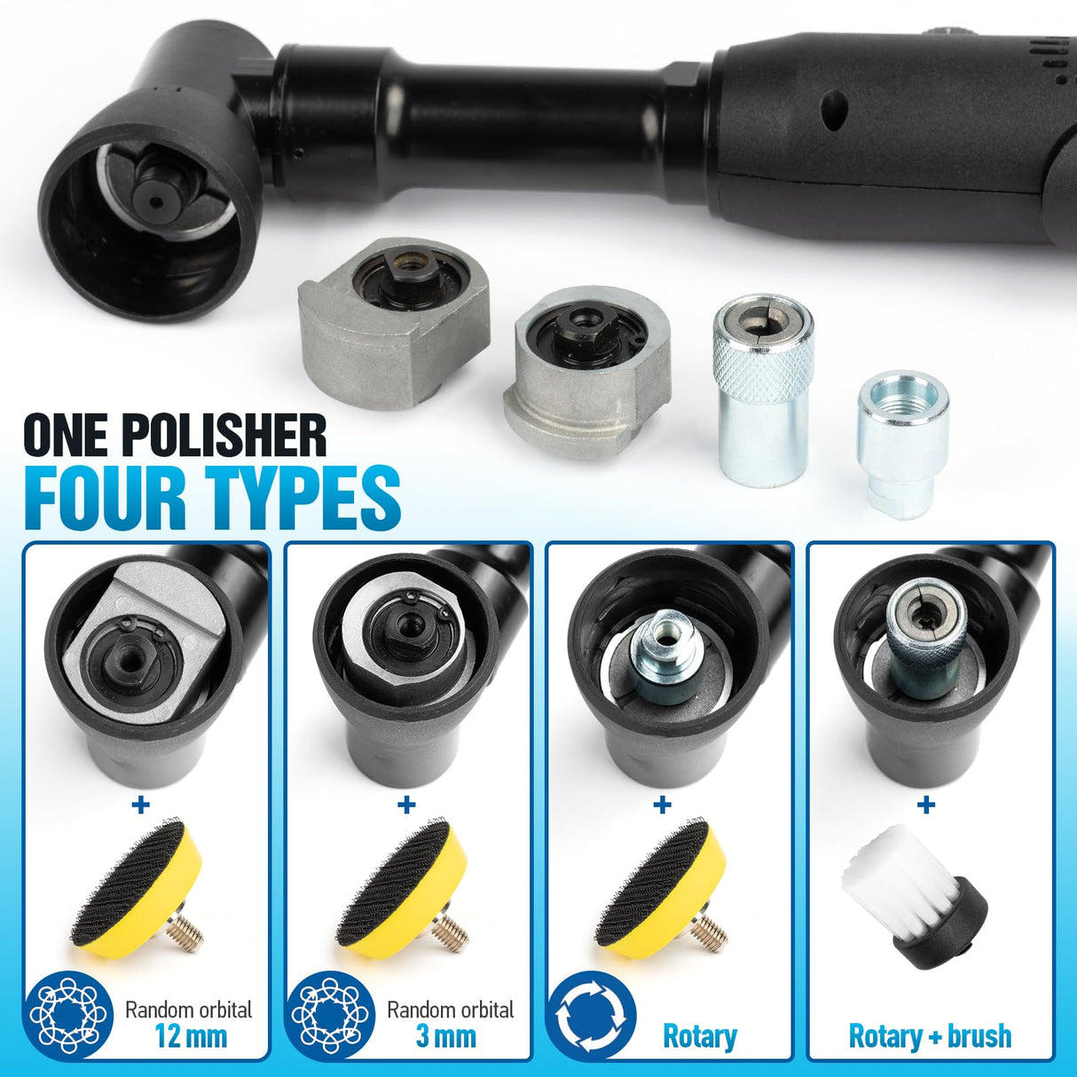 KUIMIT Cordless Mini Car Polisher, 12V Micro Cordless Scratches Killer Car Polisher RO/DA Mini Car Polisherwith 5 Variable Speeds 2500-6000RPM & 2x2.0Ah Batteries for polishing, Sanding and Cleaning KUIMIT