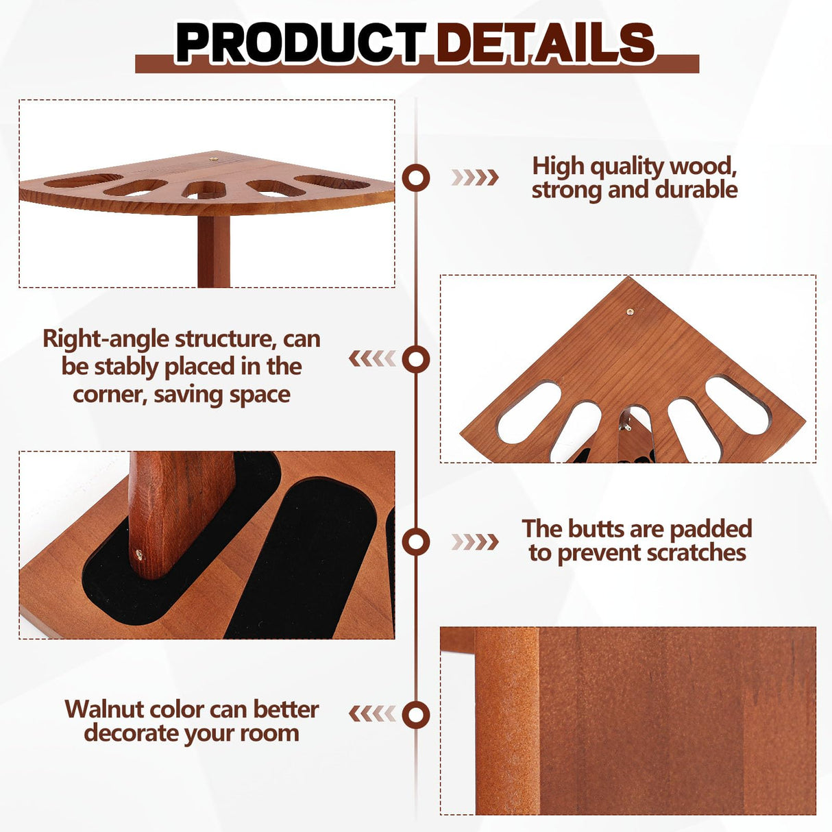 DoubleFill 5 Gun Wood Gun Rack Wood Corner Wall Display Rack Shotgun Rifle Stand Gun Holder Display for Home Garage Office Storage DoubleFill