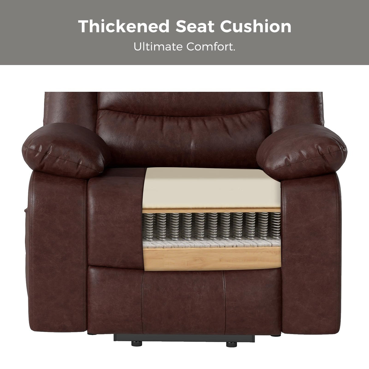 CANMOV Leather Power Lift Recliner Chair with Massage and Heat for Elderly People,Electric Lift Chair for Seniors Reclining Chair Single Sofa Chair for Living Room, Side Pocket,Brown CANMOV