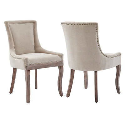 MZDOO Modern Dining Chairs Set of 2, High Back Dining Chairs Side Chairs with Solid Wood Legs, Upholstered Fabric Dining Room Chairs for Dining Room Kitchen, Beige