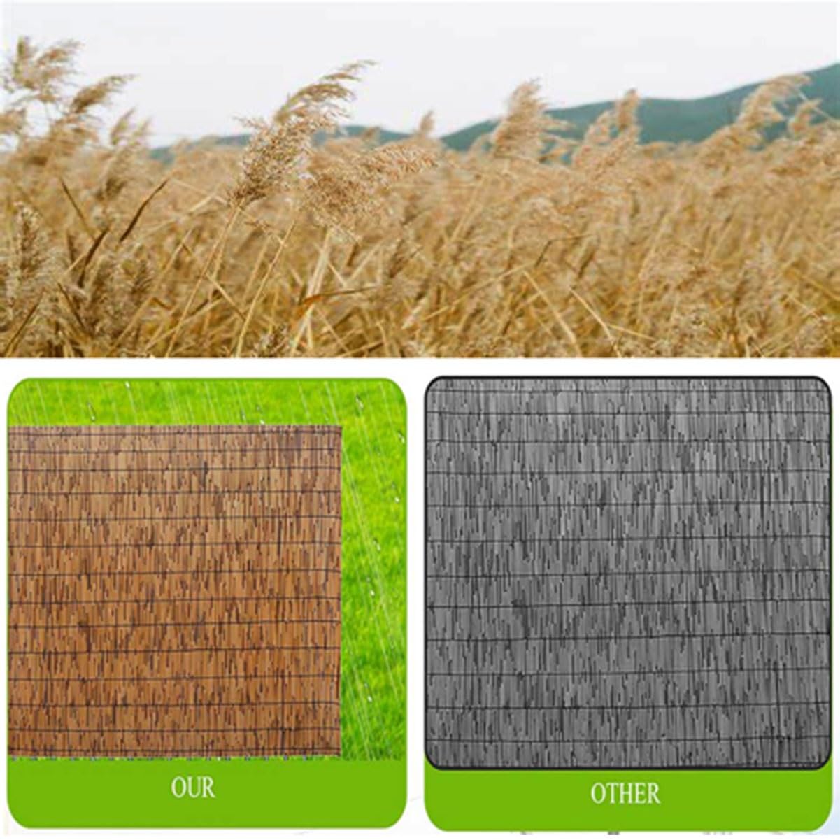 Bamboo Fence Rolls 1-8 Feet High X 1-50feet Length Bamboo Privacy Screen Prevent Leaves Falling Off Decorative Fencing for Outdoor Garden Natural Bamboo Fencing Roll for Balcony Window Indoor Outdoor WoodArtSupply