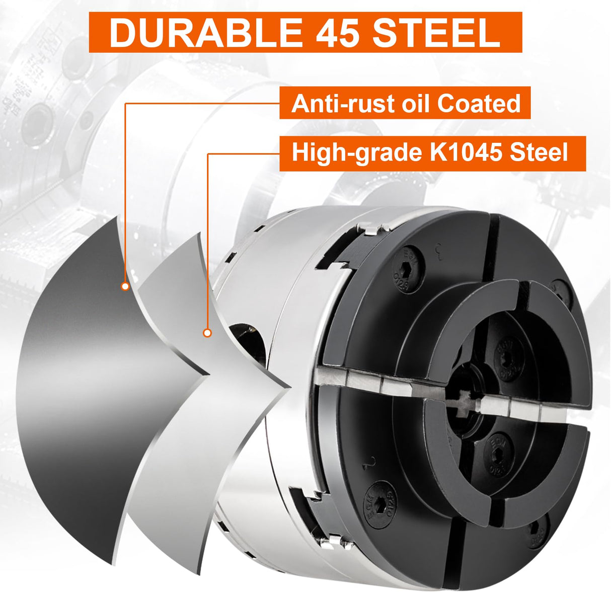 CXRCY 4Inch Lathe Chuck Set for Woodworking, 4-Jaw Self-Centering Wood Lathe Chuck Set with1"x8TPI Thread & 1"x8TPI Adapter & Case (4PCS Jaws) CXRCY