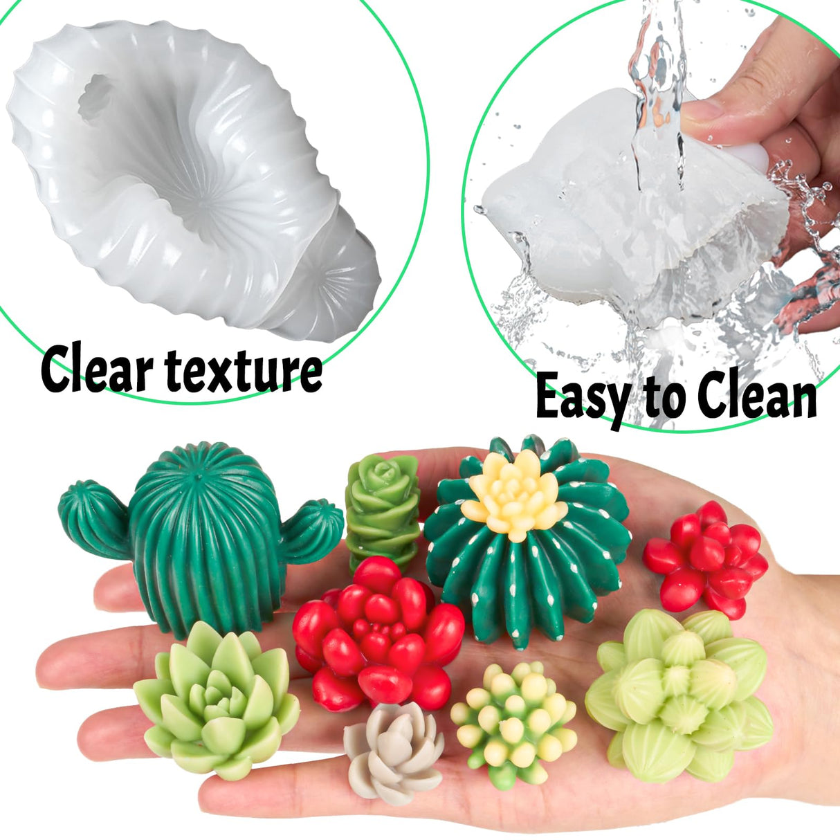 Succulent Wax Molds for Candle Making 10 Pack 3D Cacti Silicone Candle Mold Handmade Cactus Flower Plant Decorate Cement Resin Casting Soap Ornament Craft Mold Chocolate Cake Fondant Moulds Home Decor Dacies
