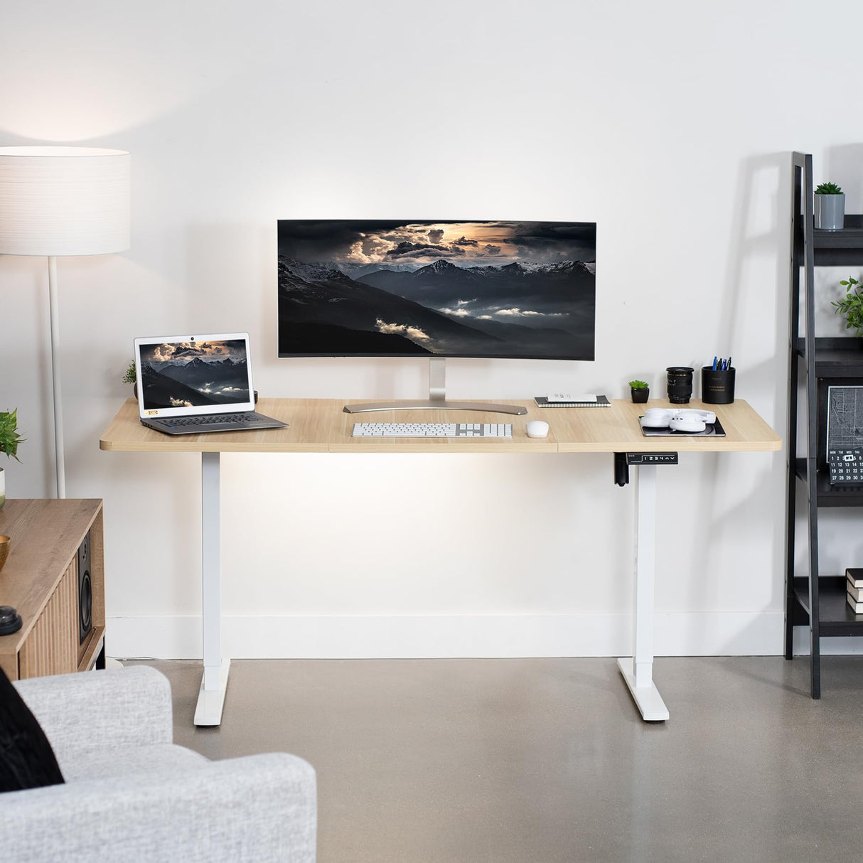 VIVO Electric Stand Up Desk Frame Workstation, Frame Only, Single Motor Ergonomic Standing Height Adjustable Base with Memory Controller, White, DESK-V100EWY VIVO
