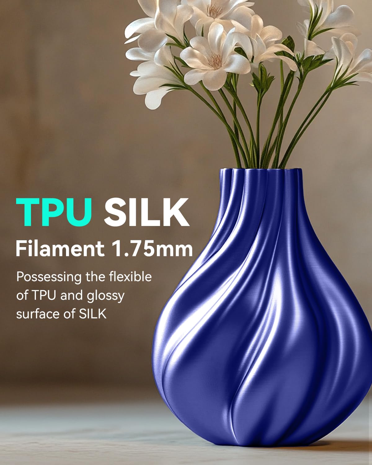 SUNLU TPU-Silk 3D Printer Filament, 98A TPU Filament 1.75mm, Glossy Silk Surface TPU Filament, Flexible TPU 3D Printing Filament, Dimensional Accuracy +/- 0.03mm, 1kg(2.2lbs) Spool, Burgundy Red SUNLU