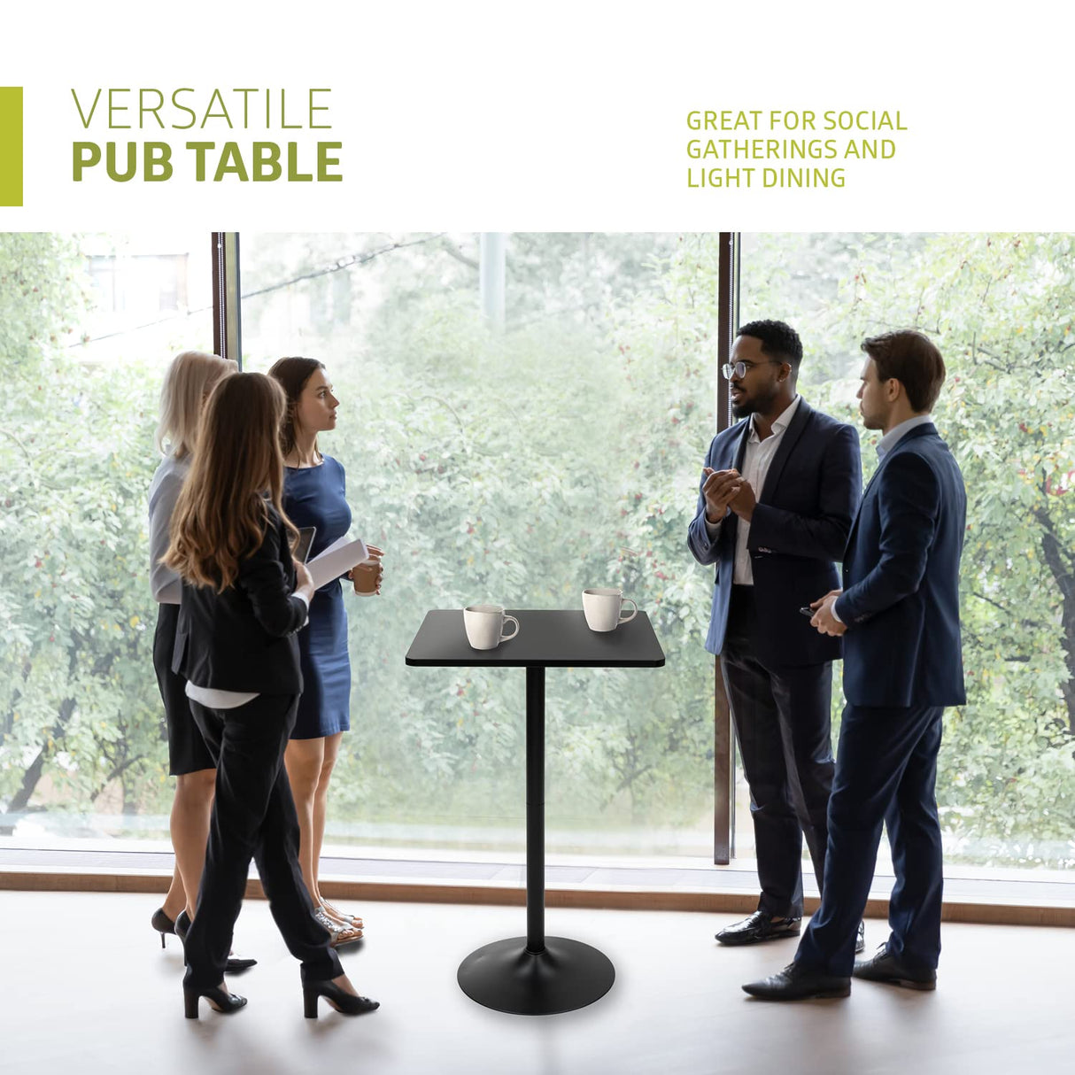 Pearington PEAR-4DSQ Pub Table, Black Pearington