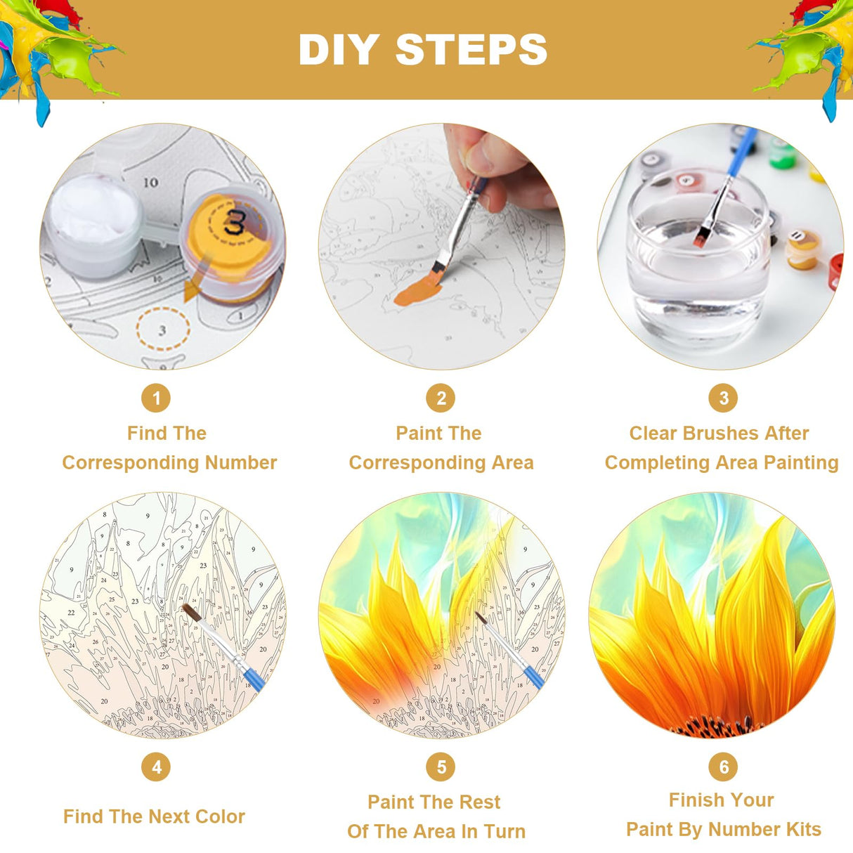 NEWENMO Paint by Numbers Kit for Adults, Sunflower Paint by Numbers on Canvas Unframed, Sunflower Paint by Numbers DIY Oil Painting Perfect for Beginner, Craft, Hobbies and Home Wall Decor 12x16 Inch NEWENMO