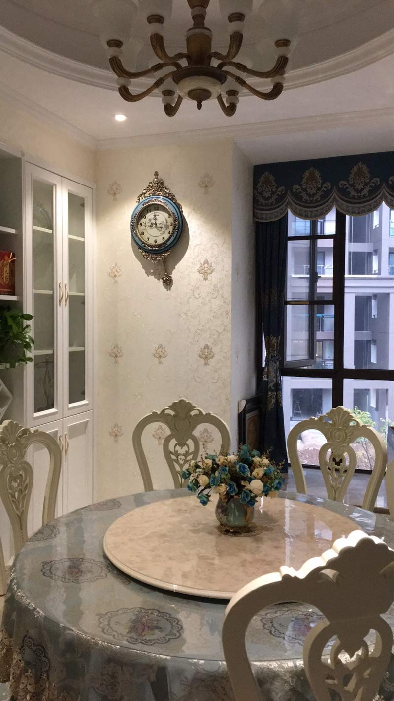 SHISEDECO Elegant, Traditional, Decorative, Hand Painted Modern Grandfather Wall Clock Fancy Ethnic Luxury Handmade Decoration, Swinging Pendulum for New Room or Office. Large. 29.5 Inch. (Blue) SHISEDECO