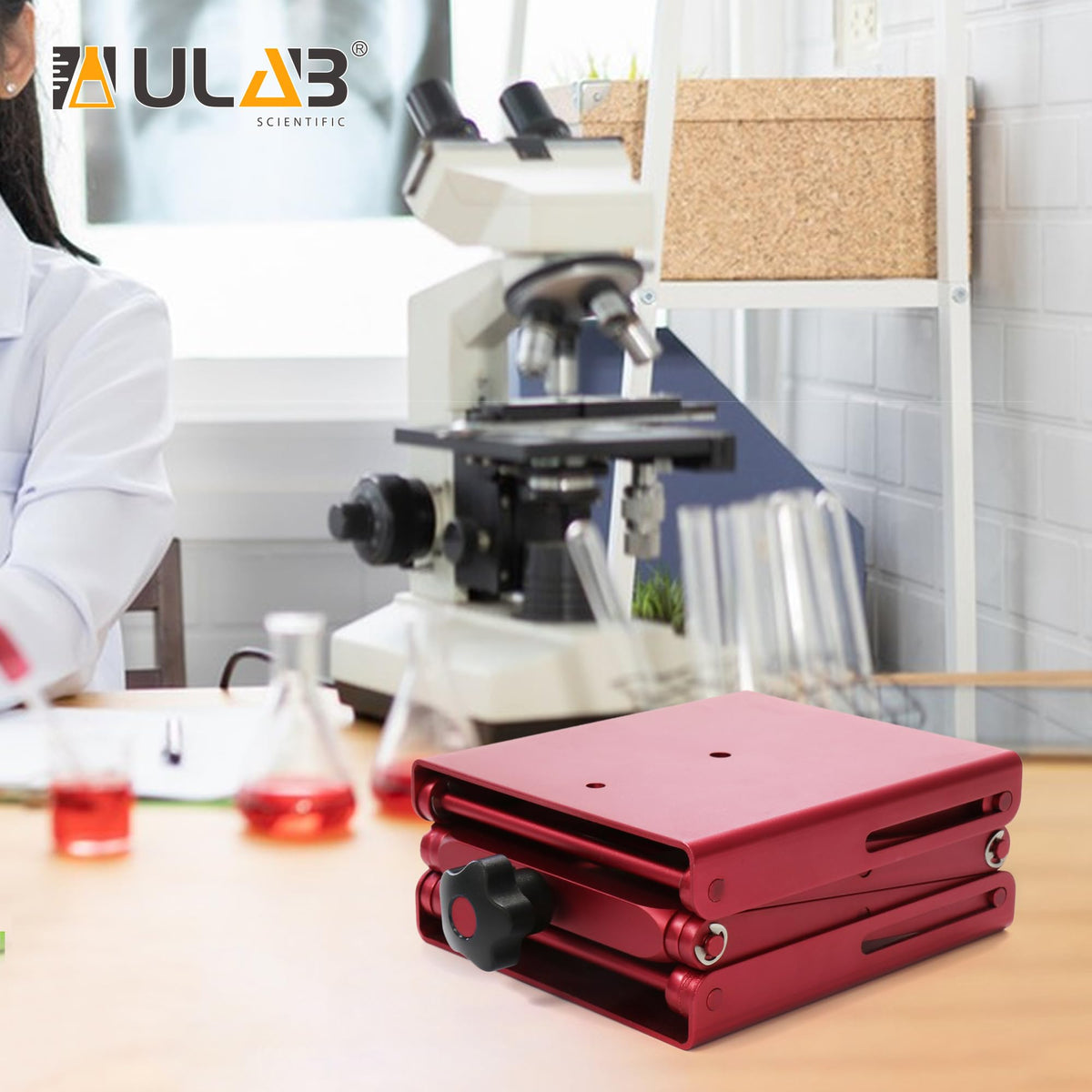 ULAB Scientific Lab Jack, Aluminium Lift Table, Jack Platform 4.8"x5.5" Max. Height up to 9.5", Heavy Duty, ULJ1001 ULAB