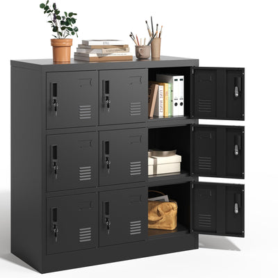 VIYET Employee Storage Locker,9 Door Storage Locker,Metal Locker for Employees Office Steel Gym Lockers with Card Slot Office Storage Lockers for Home,School (Black)