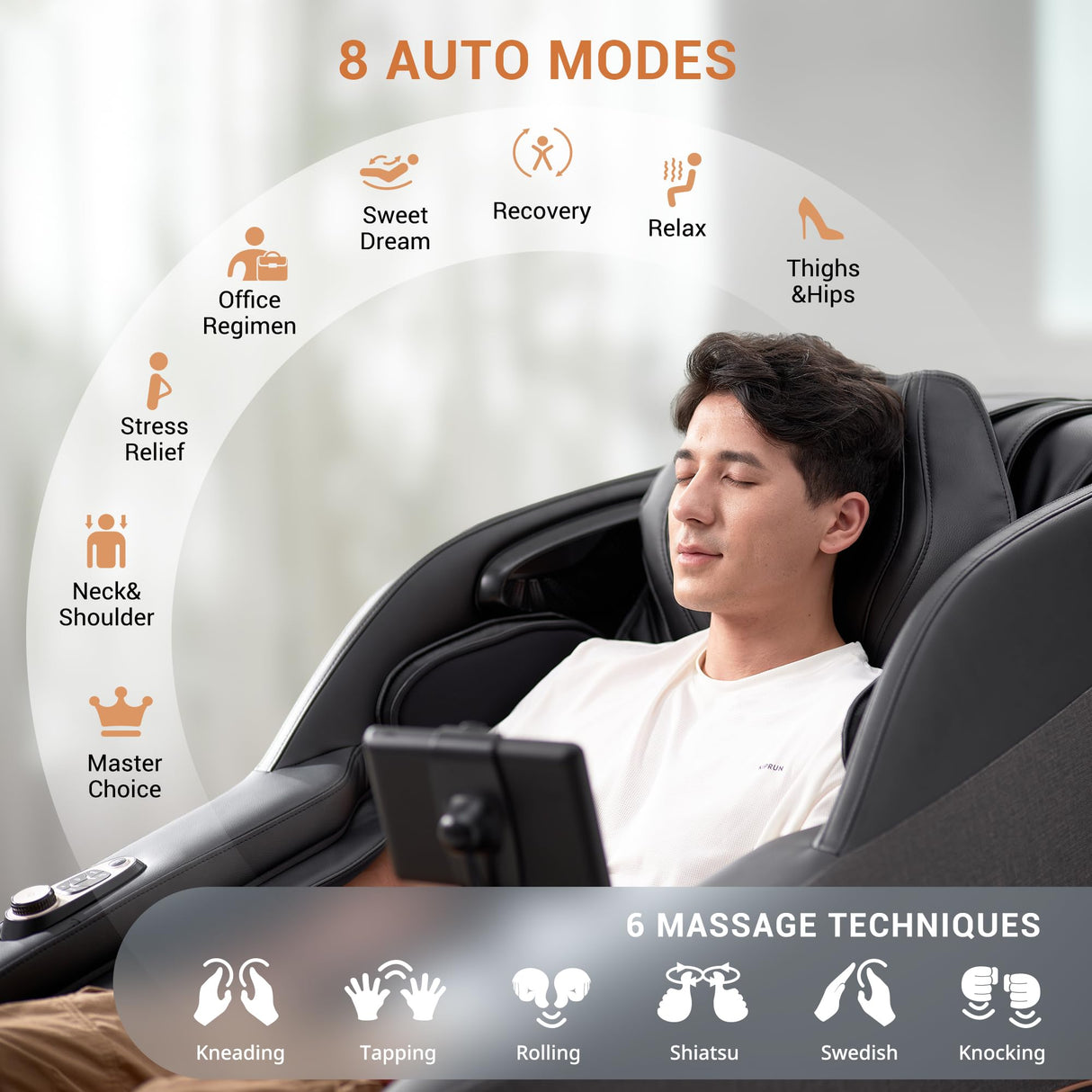 MYNTA 2025 Massage Chair 3D Shaitsu Massage Chair Full Body with 170ยฐ Flexible Track, Zero Gravity, Bluetooth Speaker, Airbags & Heating, MC1650(Black) MYNTA