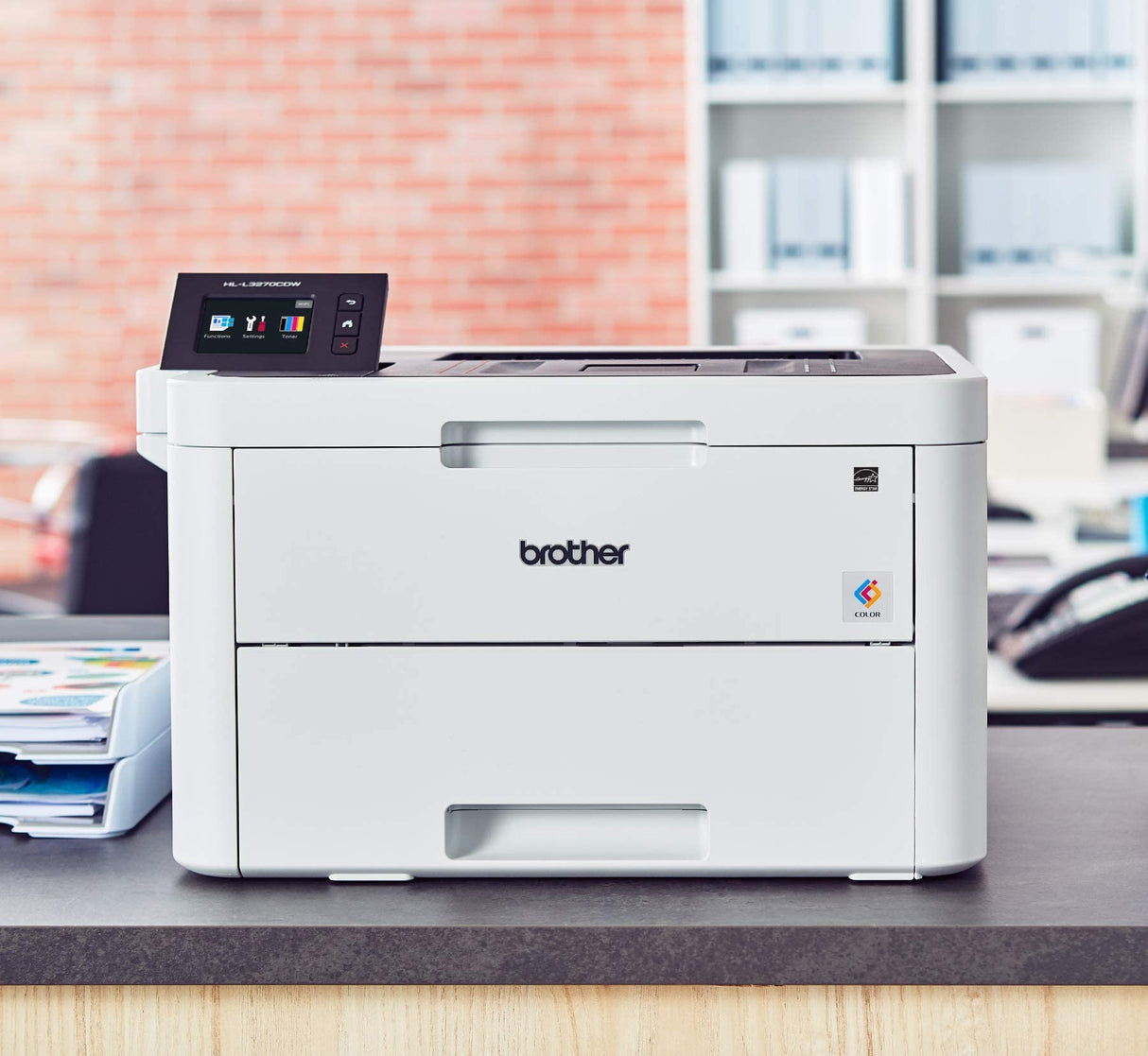 Brother HL-L3270CDW Compact Wireless Digital Color Printer with NFC, Built-in Wireless, Auto 2-Sided Printing, 25ppm, 600 x 2400 dpi, 250-sheet, Works with Alexa, Bundle with JAWFOAL Printer Cable Brother