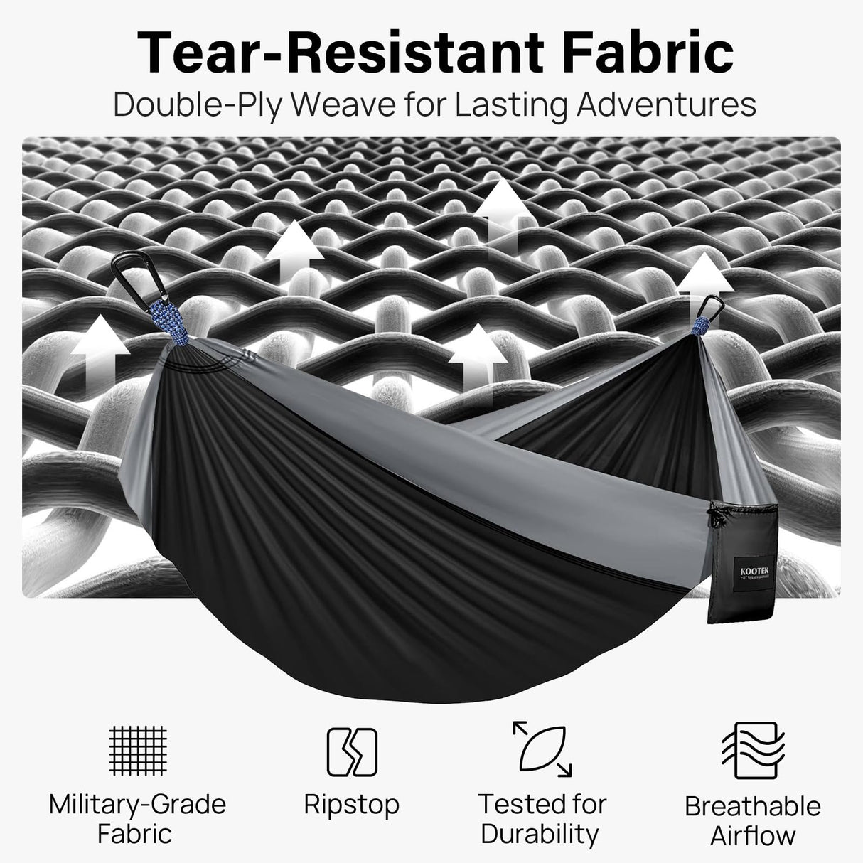 Kootek Camping Hammock 500 lbs Capacity, Portable Hammocks with Tree Straps & Attached Carry Bag, Camping Essentials Gear, Perfect for Outside Indoor Hiking Beach Backpack Travel Kootek