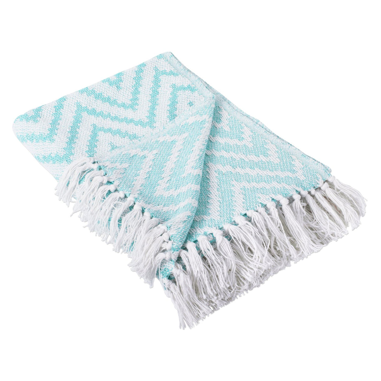 DII Rustic Farmhouse Throw Blanket with Decorative Tassles, Use for Chair, Couch, Bed, Picnic, Camping, Beach, & Just Staying Cozy at Home (50 x 60), Large Chevron Aqua DII