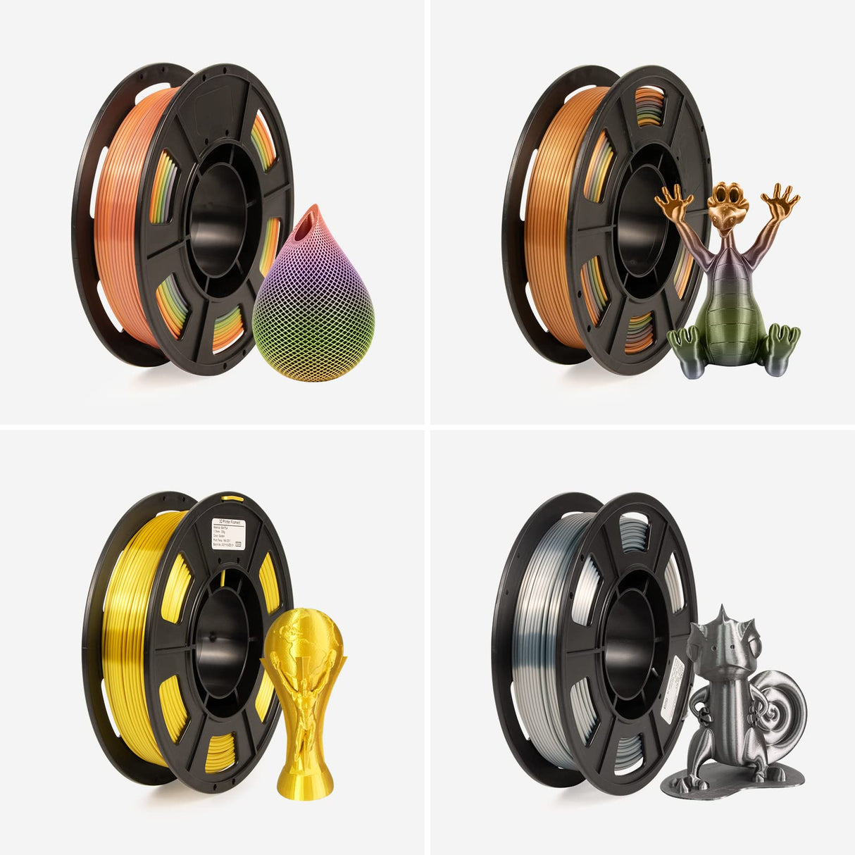 iSANGHU 4Packs Gradient Silk PLA 3D Printer Filament Bundle, Color Changing PLA Filament 1.75mm Bundle, 3D Printing Filament with Good Layer Adhesion for Most 3D Printers 250g/0.55lb*4 Sets iSANGHU