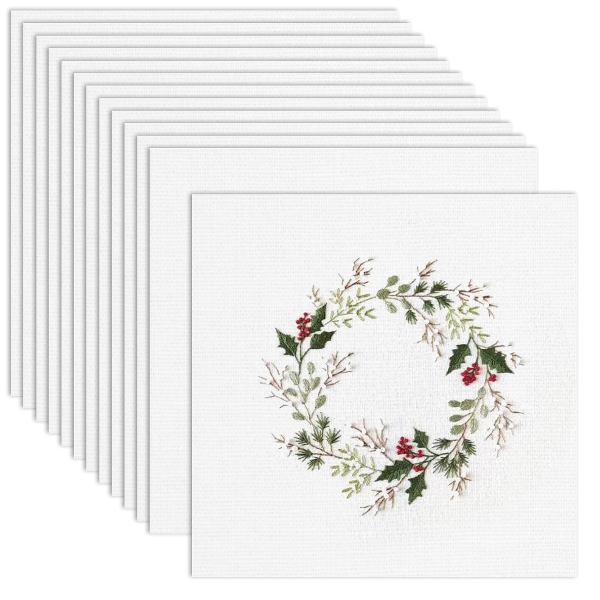 12 Pcs Embroidery Fabric Squares, 10 x 10 Inch White Cotton Cloth for Embroidery Supplies GCVOPTON