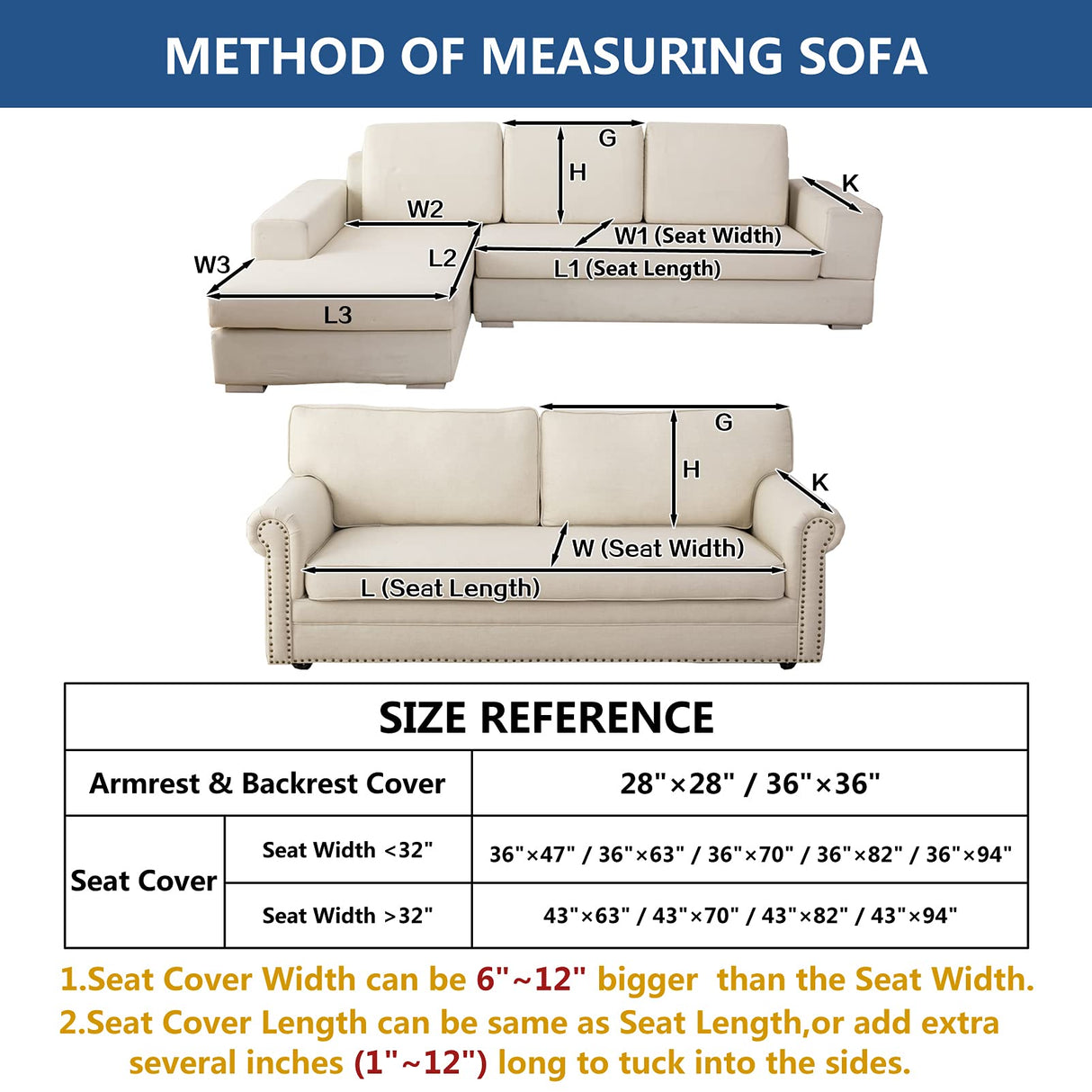 Eismodra Sectional Couch Covers,L Shape Sofa Slipcover Furniture Protector for Dogs Cats Pet Chaise Lounge 3 Cushion Couch Loveseat,White 36 x 36 inches (Only 1 Piece) Eismodra