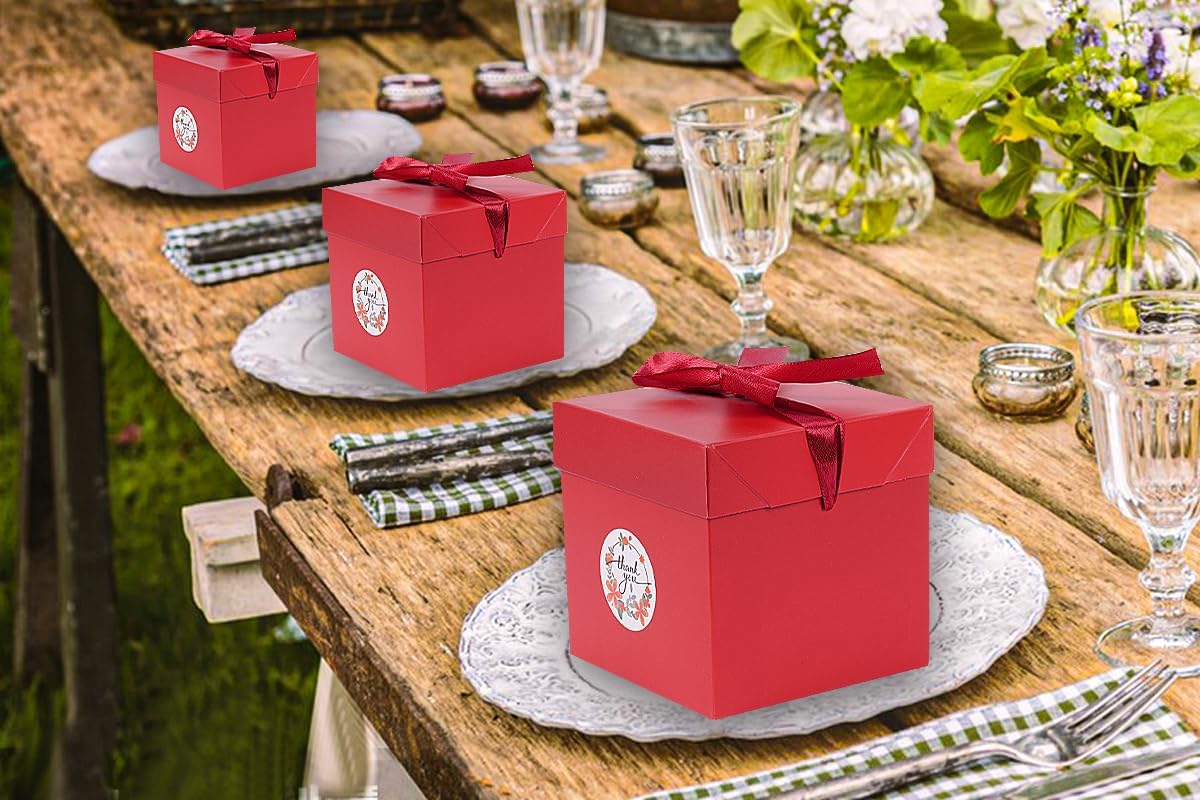Elephant-package 12Pack Red 6Inch Gift Boxes with Lids, Squared Boxes with Lids Perfect for Christmas, Valentine’s Day, Birthday Present Packing, Party Favor, New Year. Elephant-package
