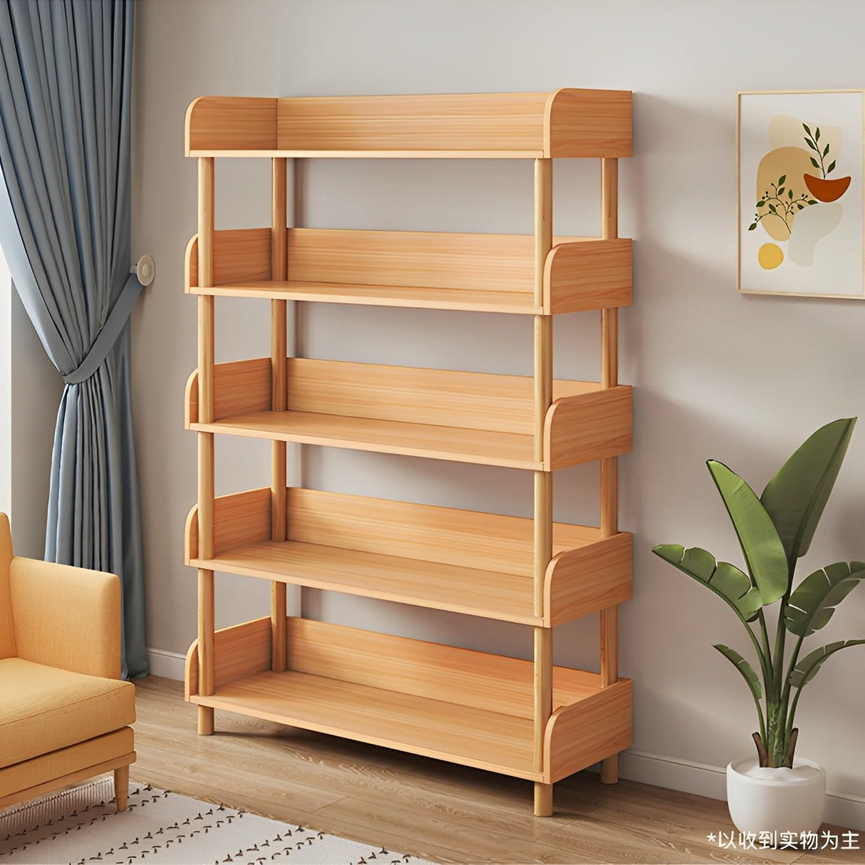 Modern 5-Tier Wooden Bookcase with Solid Oak Frame and User-Friendly Design for Home and Office OSCHF