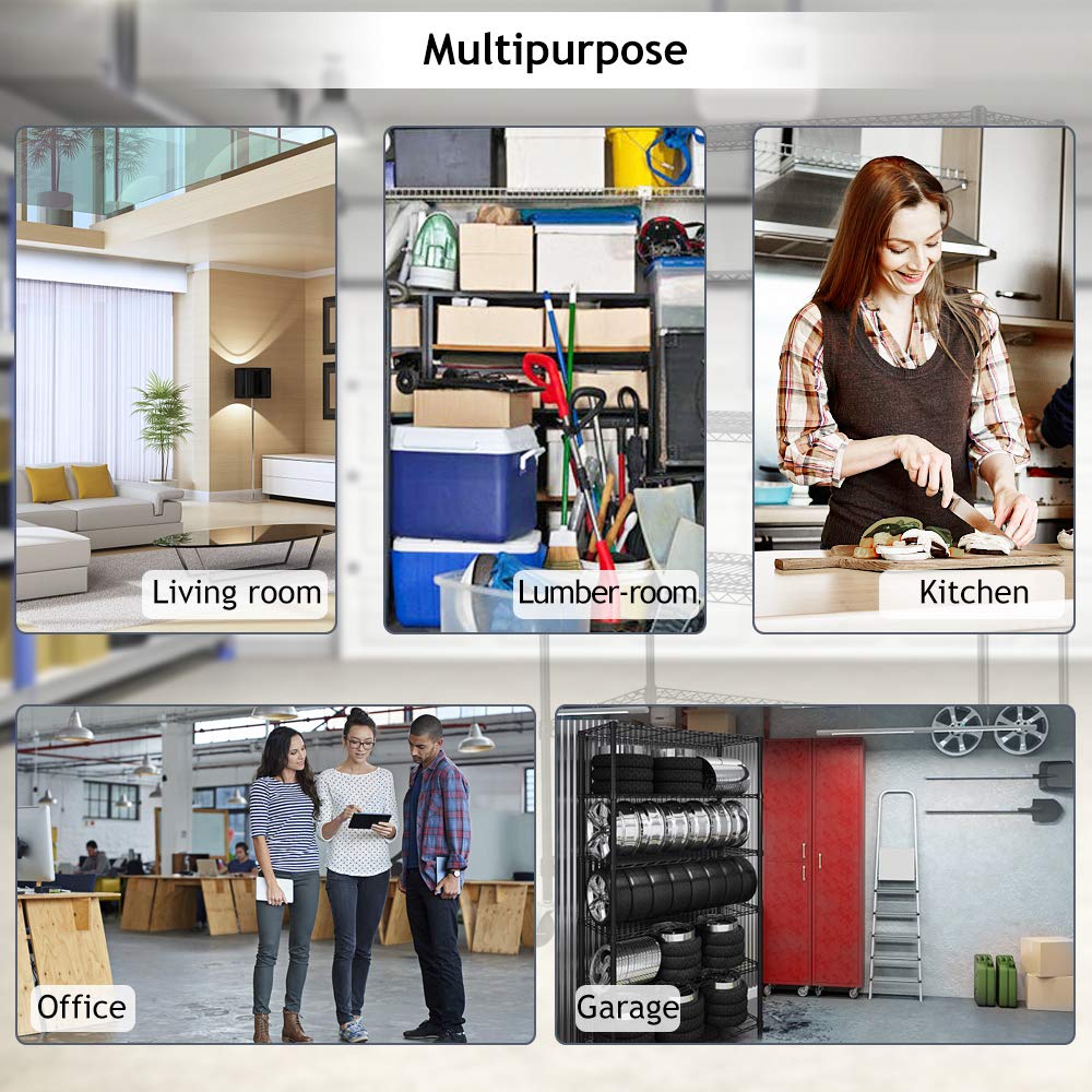 Dkelincs 6 Tier Wire Shelving Unit with Wheels 48" X 18" X 76" Metal Storage Shelves Height Adjustable NSF Heavy Duty Commercial Grade Garage Shelf Rack for Kitchen Basement Restaurant,Black Dkelincs