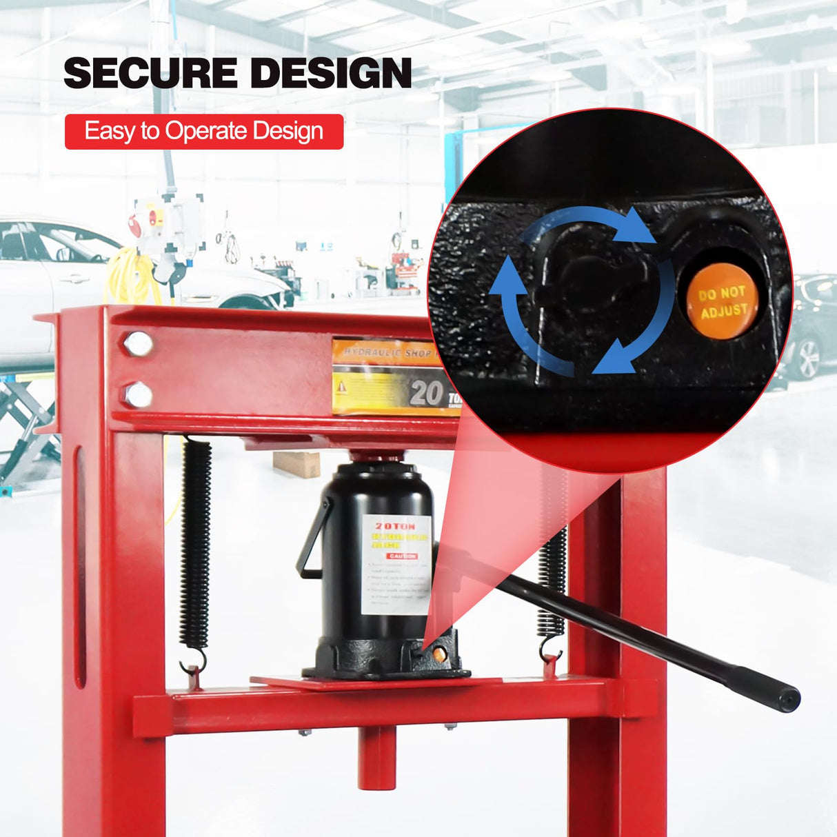 20 Ton Hydraulic Garage Press, H-Frame Hydraulic Shop Press with Adjustable Height, Garage Benchtop Press with Stamping Plates to Bend, Red ClassyThreads