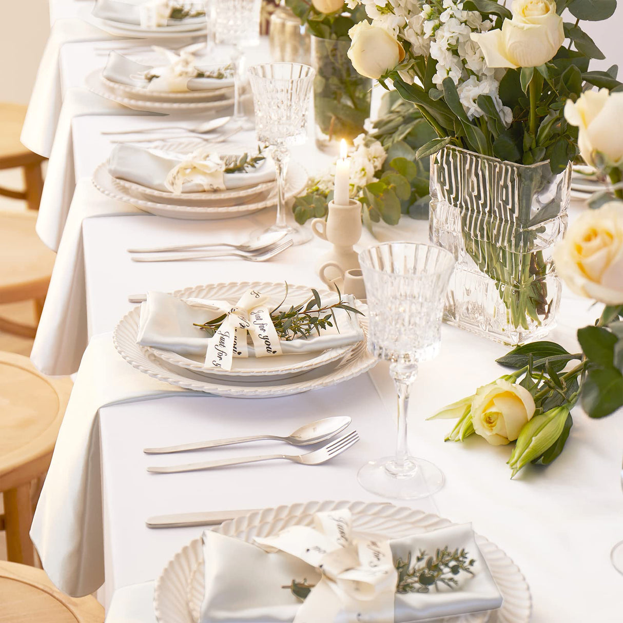 Cobedzy 12 Pack Satin Table Cloth Napkins, 17x17 Inch White Silky Wedding Napkins Cloth Washable, Luxury Dining Table Cloth Napkins Set for Birthday Holiday Party Dinner Restaurant Cobedzy