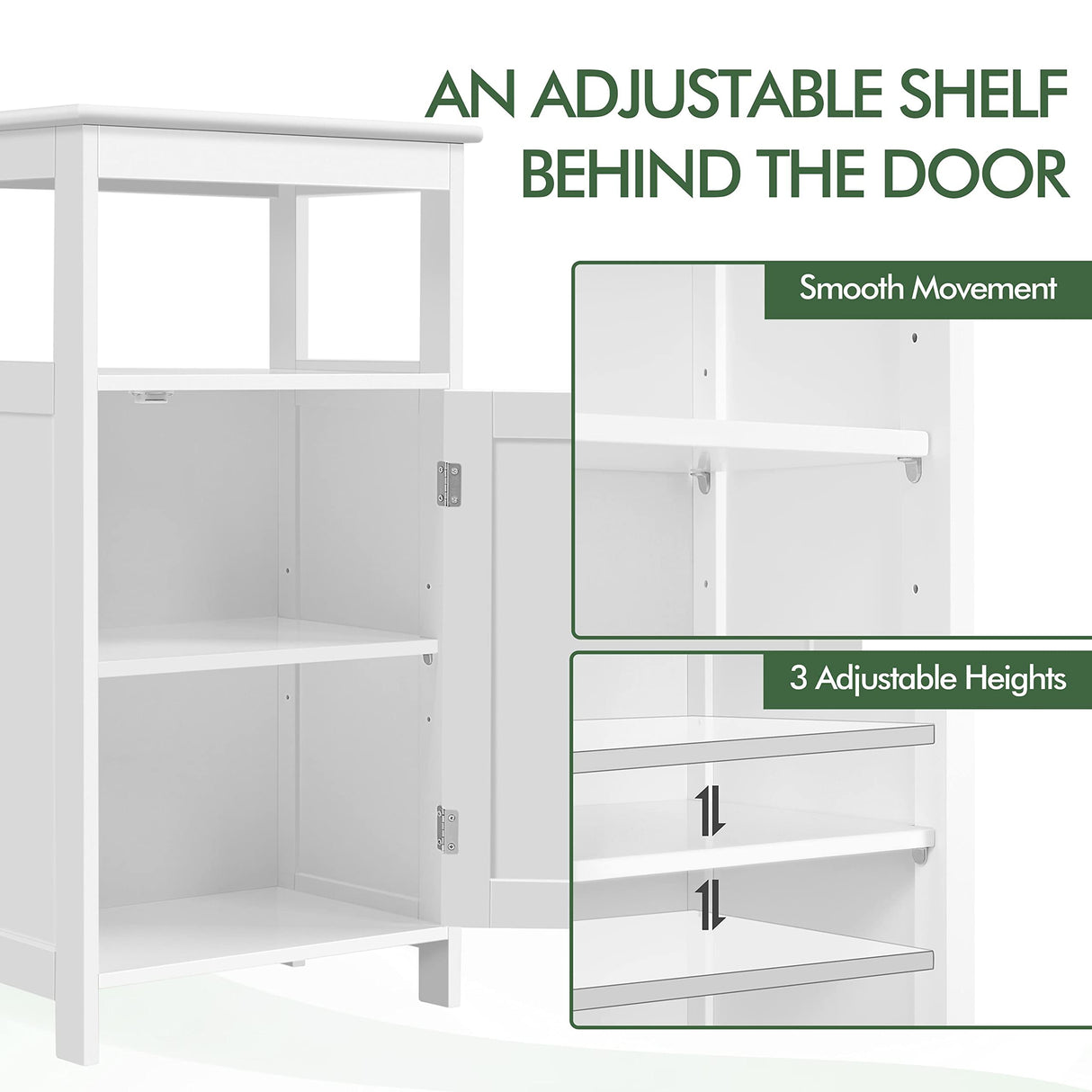 Yaheetech Single Door Floor Cabinet, Bathroom Free Standing Storage Organizer with Adjustable Shelf, Narrow Side Cabinet for Living Room, White Yaheetech