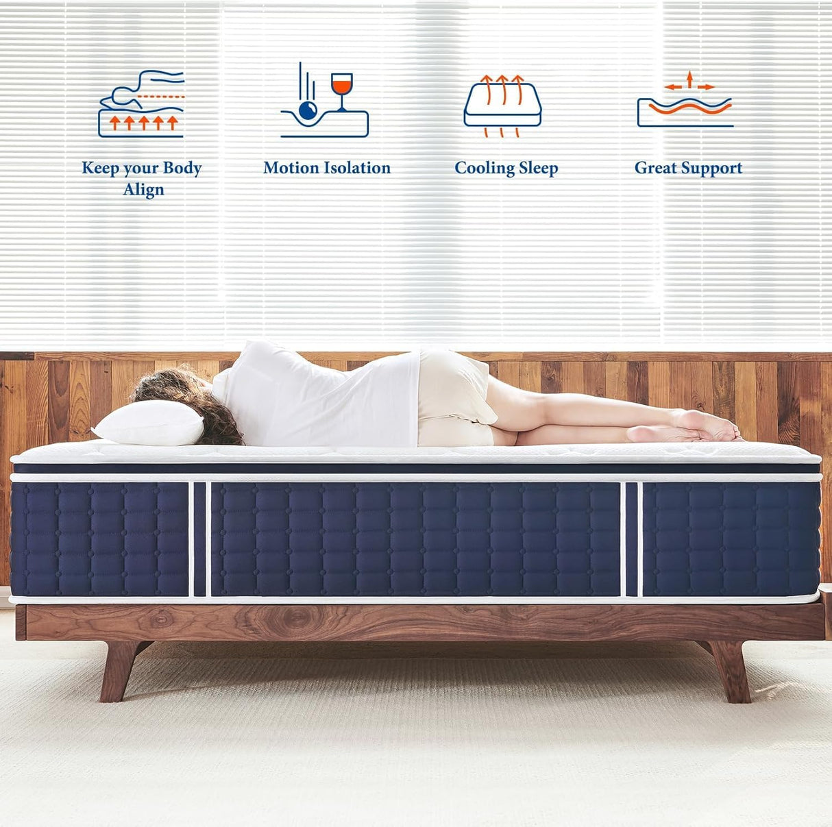 Coolvie King Size Mattress 14 Inch, Hybrid King Mattress in a Box, Medium Firm Feel, 4 Layer Premium Foam with Pocket Springs for Motion Isolation & Pressure Relieving, 100-Night Trial Coolvie