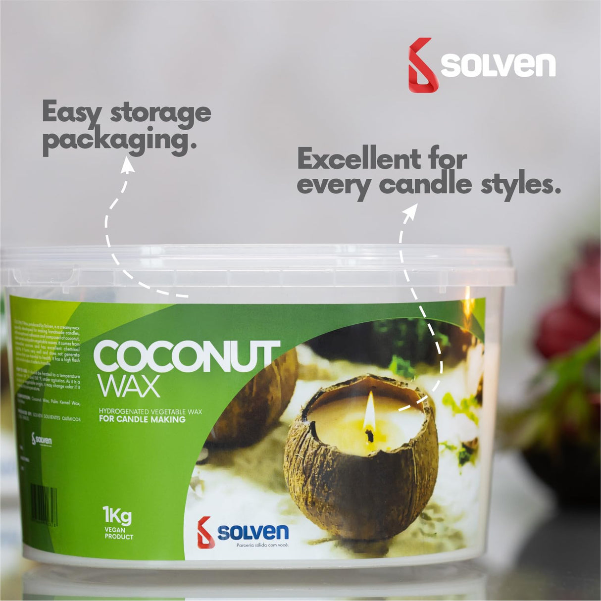 Vegetable Wax for Candle Making - 2.2 Pounds, White Solven