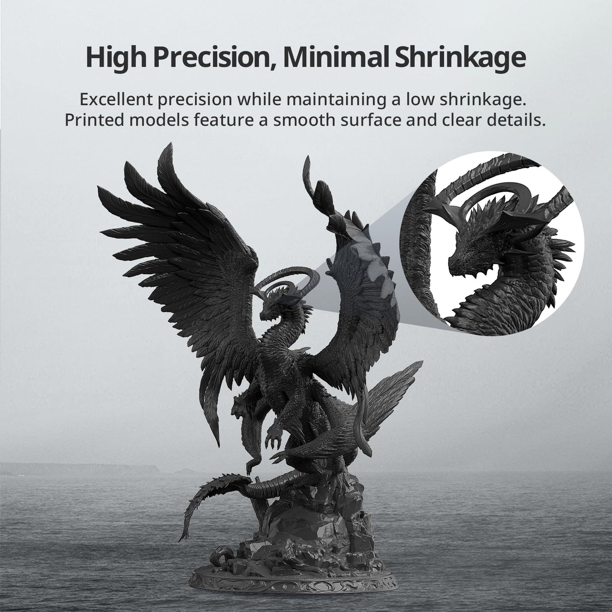 ANYCUBIC Tough Resin 2.0, 3D Printer Resin with Upgraded High Toughness and High Precision, 365-405nm Fast Curing 3D Resin for 4K 8K LCD/DLP/SLA 3D Printing (Black, 1kg) ANYCUBIC