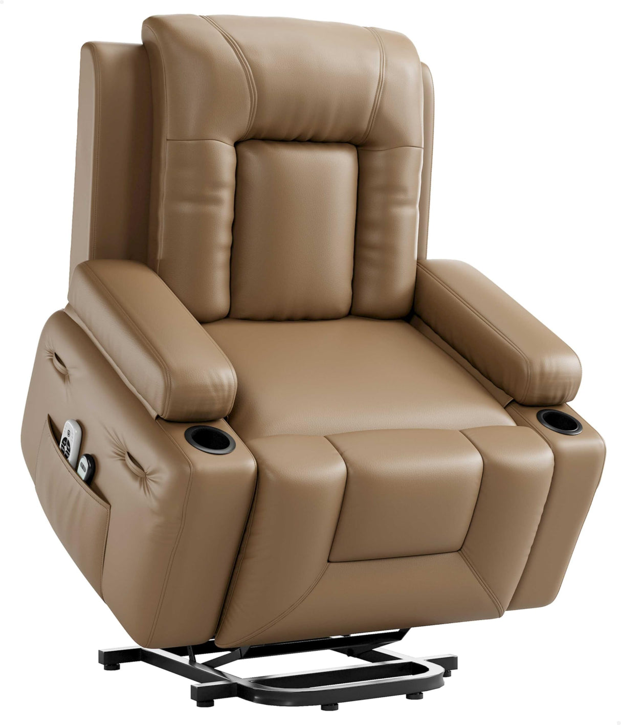 GarveeHome Electric Lift Recliner Chair - Heat and Massage, PU Leather Power Lift Recliner for Elderly & Mobility Impaired, Adjustable Back and Legs, Heavy Duty Lift Chair for Seniors GarveeHome