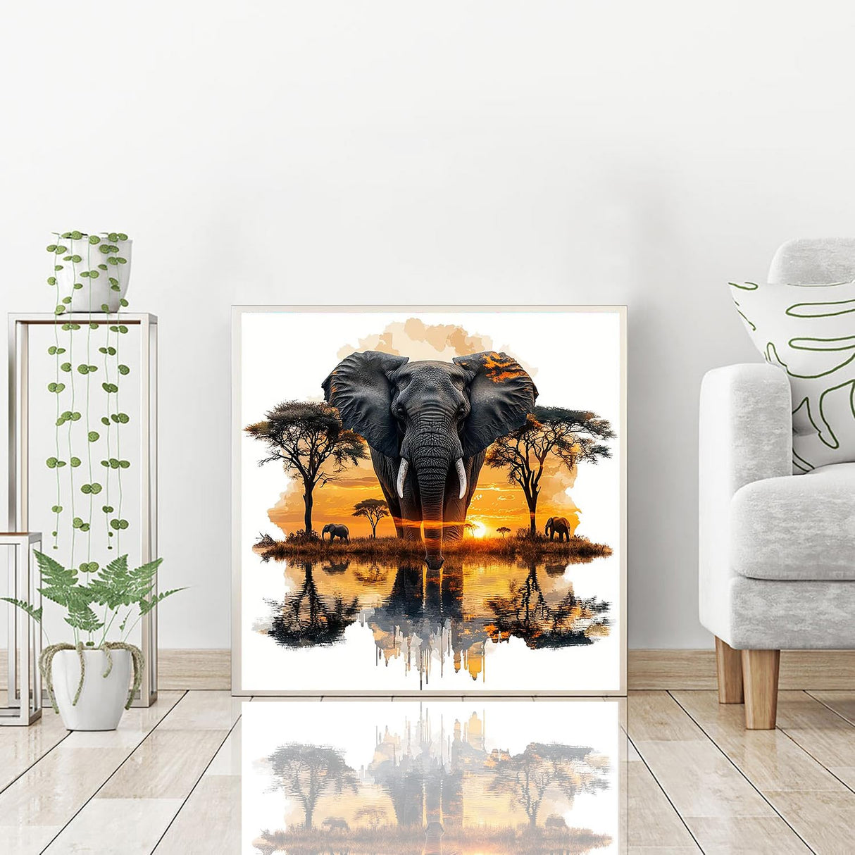 igoodom Diamond Art Kits for Adults, Elephant Diamond Painting Kit, Full Drill Round Elephant Diamond Art Kits, DIY Gem Art and Crafts for Home Wall Decor Gift 14x14inch igoodom