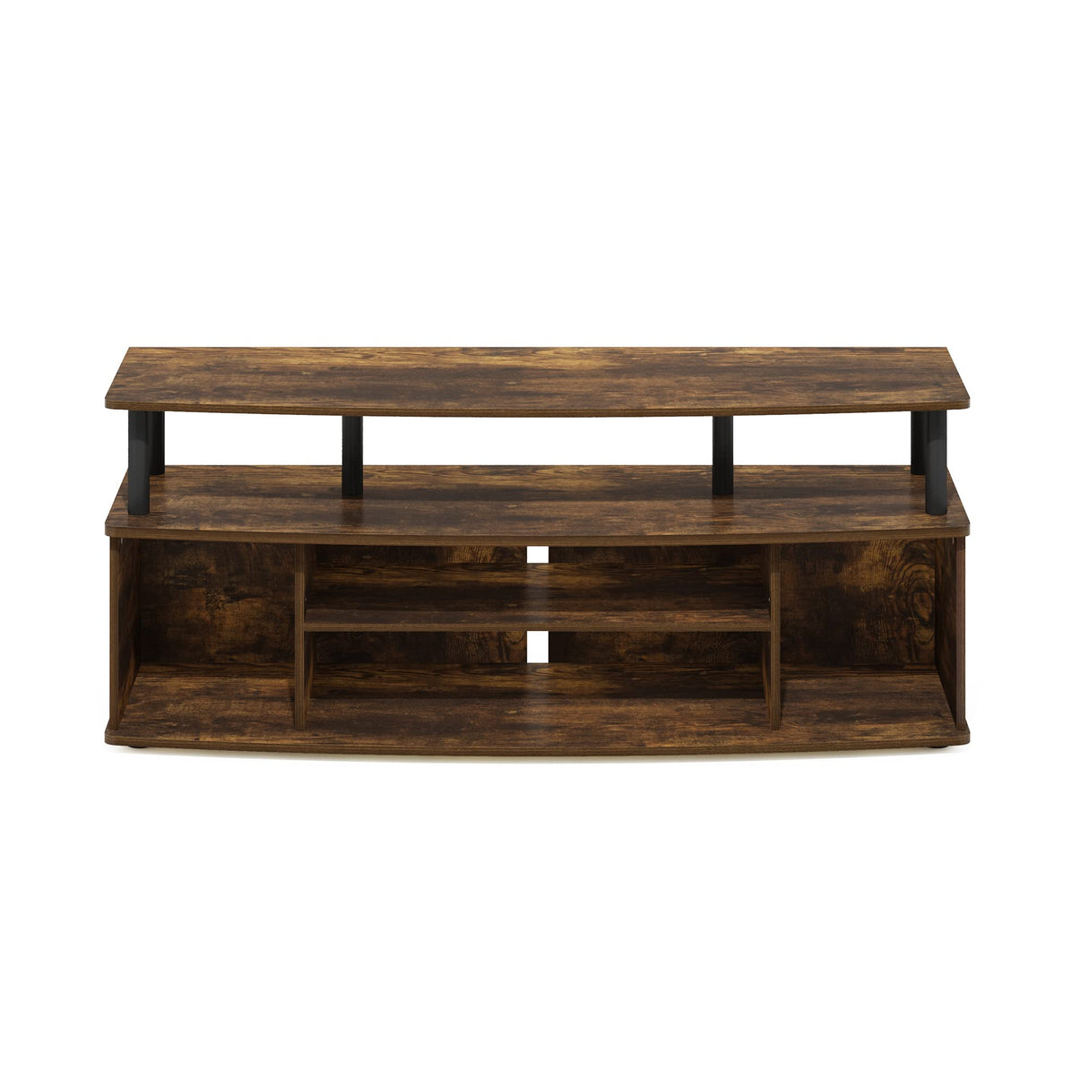 Furinno Jaya Large Entertainment Center Stand Unit/TV for up to 55 inch, Amber Pine/Black Furinno