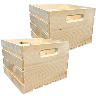Wilson Wood Unfinished Cube Pine Crate for Storage and Decoration at Home, Office, Kitchen, Bedroom, and Retail (12.5"x12.5"x9.25") (Set of 2)