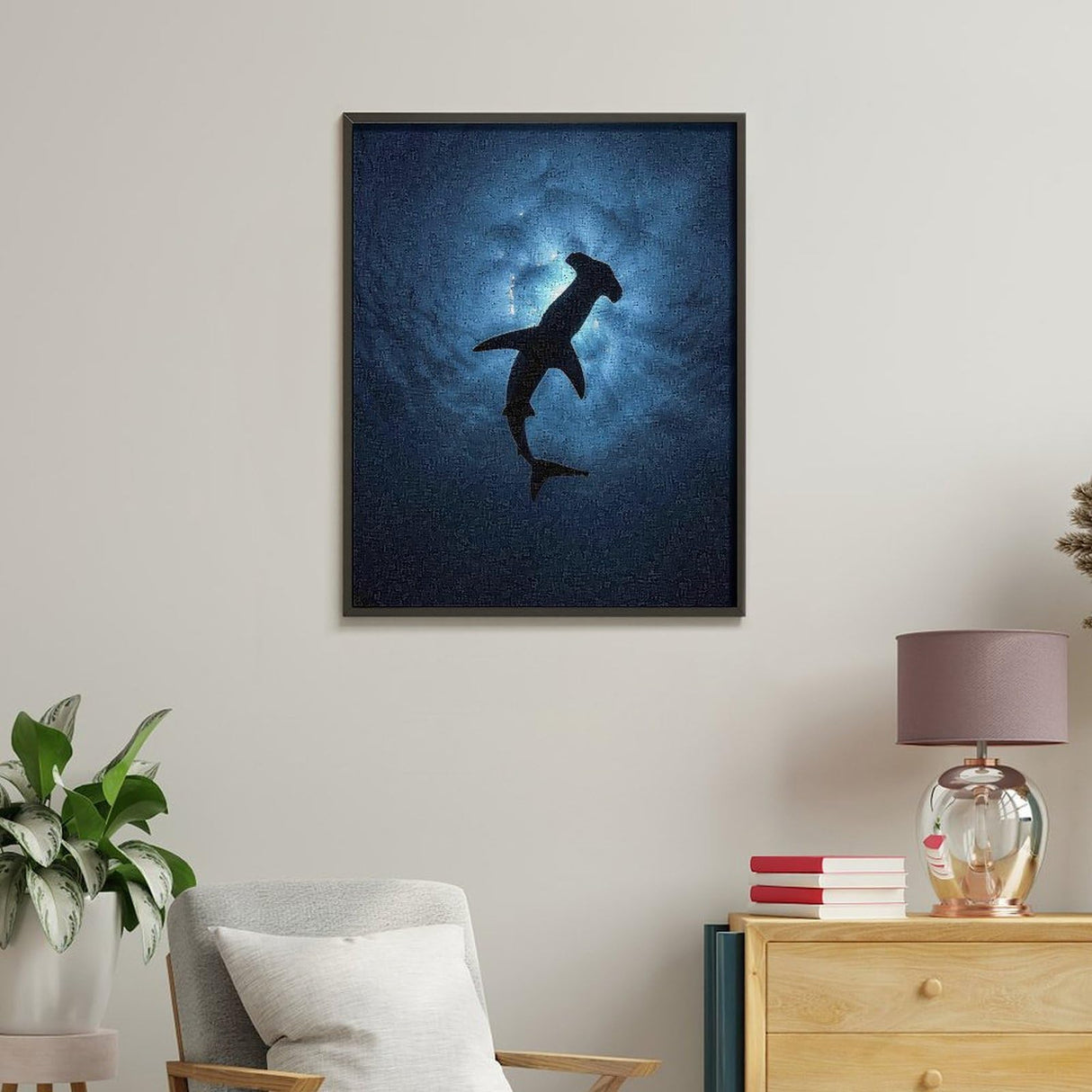 Hammerhead Shark Paint by Numbers Kits for Adults Beginners Canvas Painting for Home Wall Decor 50x40cm Generic